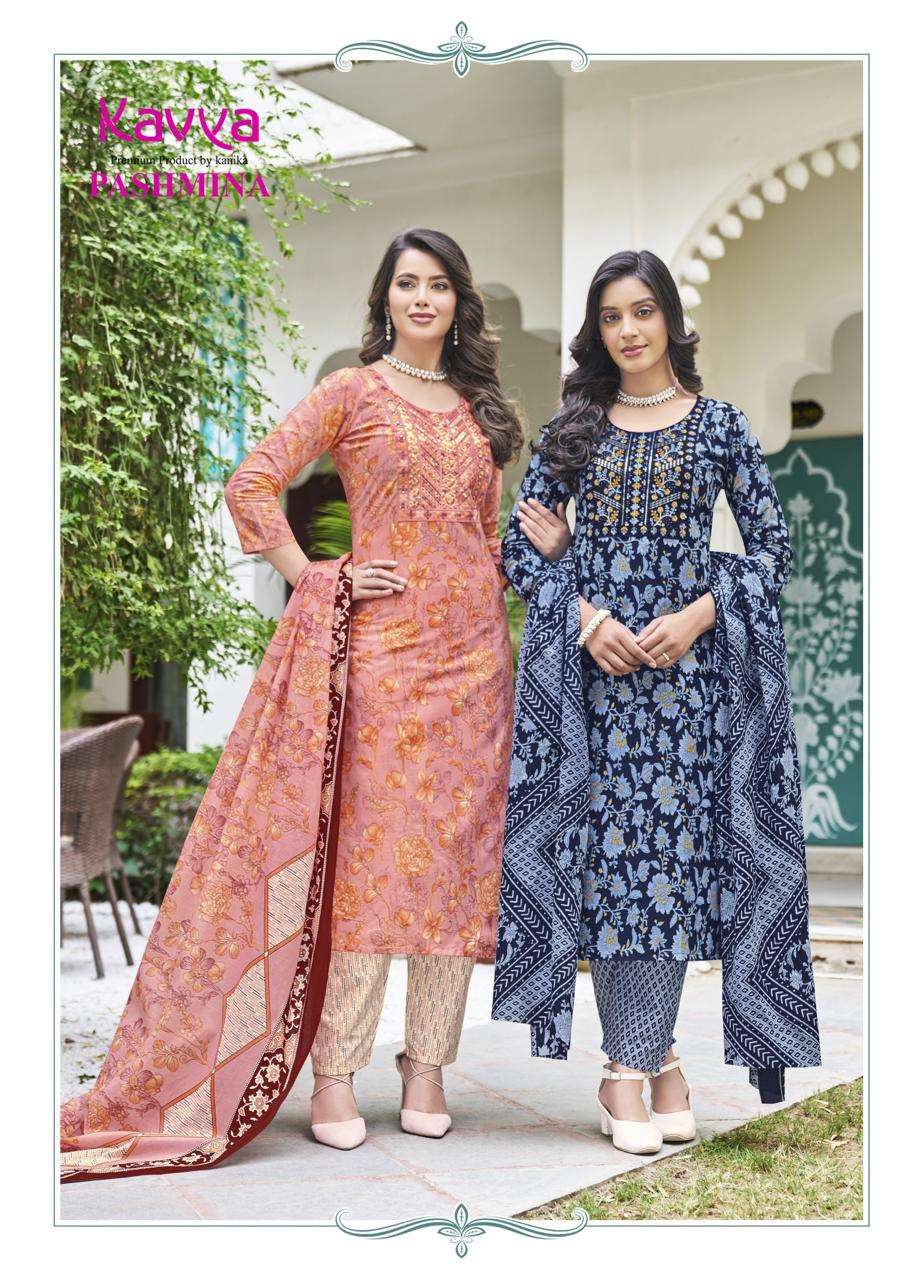 psyna kavya pashmina vol 7 elegant top bottom with dupatta size set