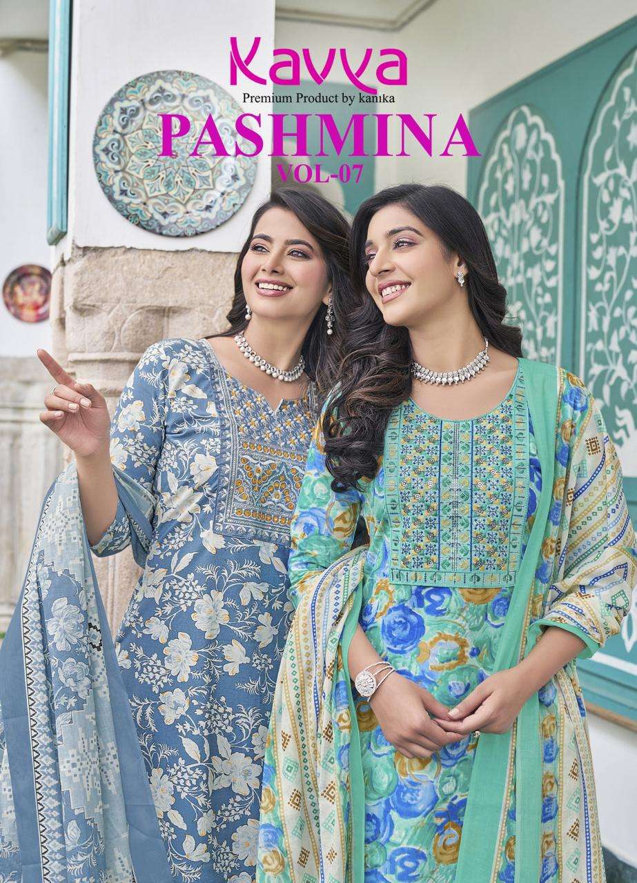 psyna kavya pashmina vol 7 elegant top bottom with dupatta size set