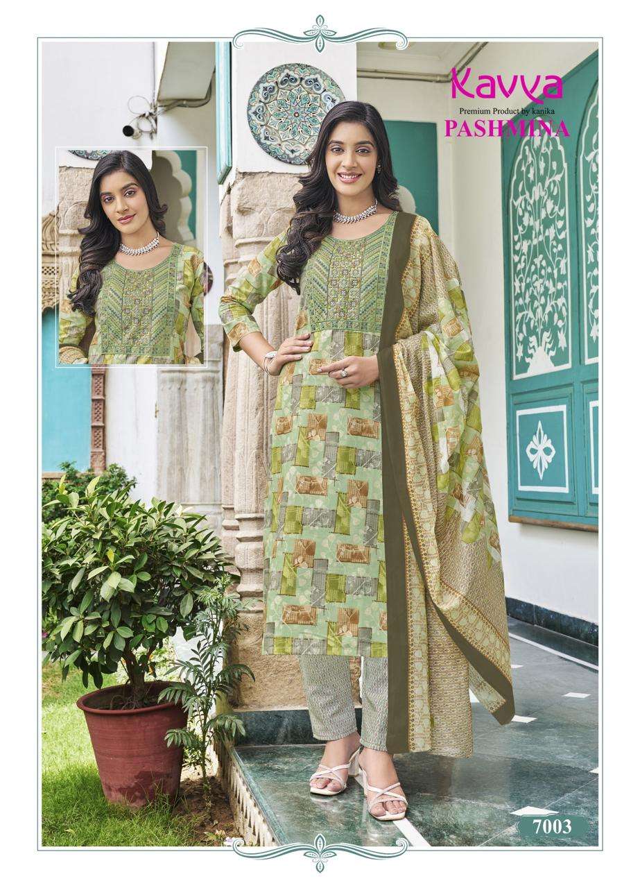 psyna kavya pashmina vol 7 elegant top bottom with dupatta size set