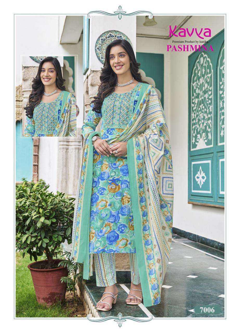 psyna kavya pashmina vol 7 elegant top bottom with dupatta size set