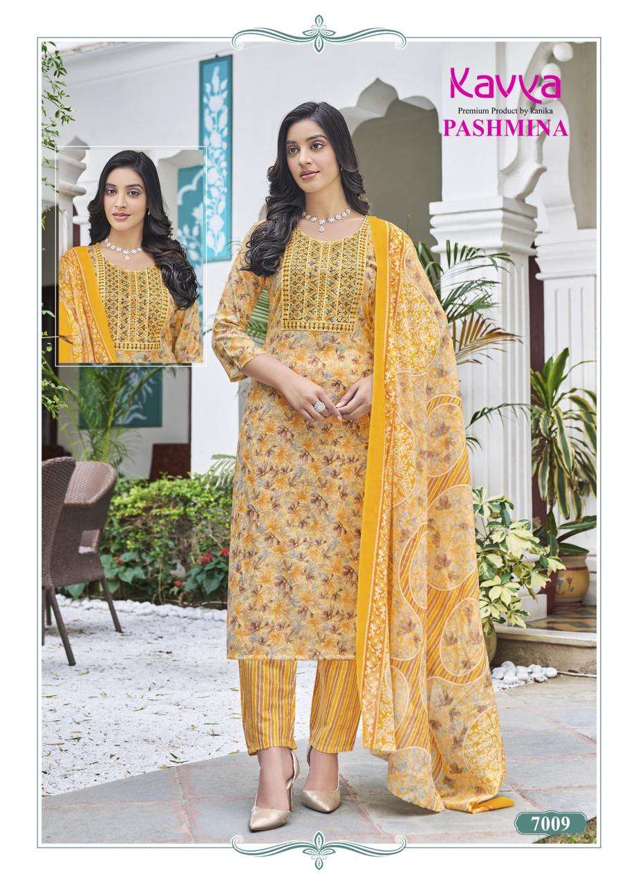 psyna kavya pashmina vol 7 elegant top bottom with dupatta size set