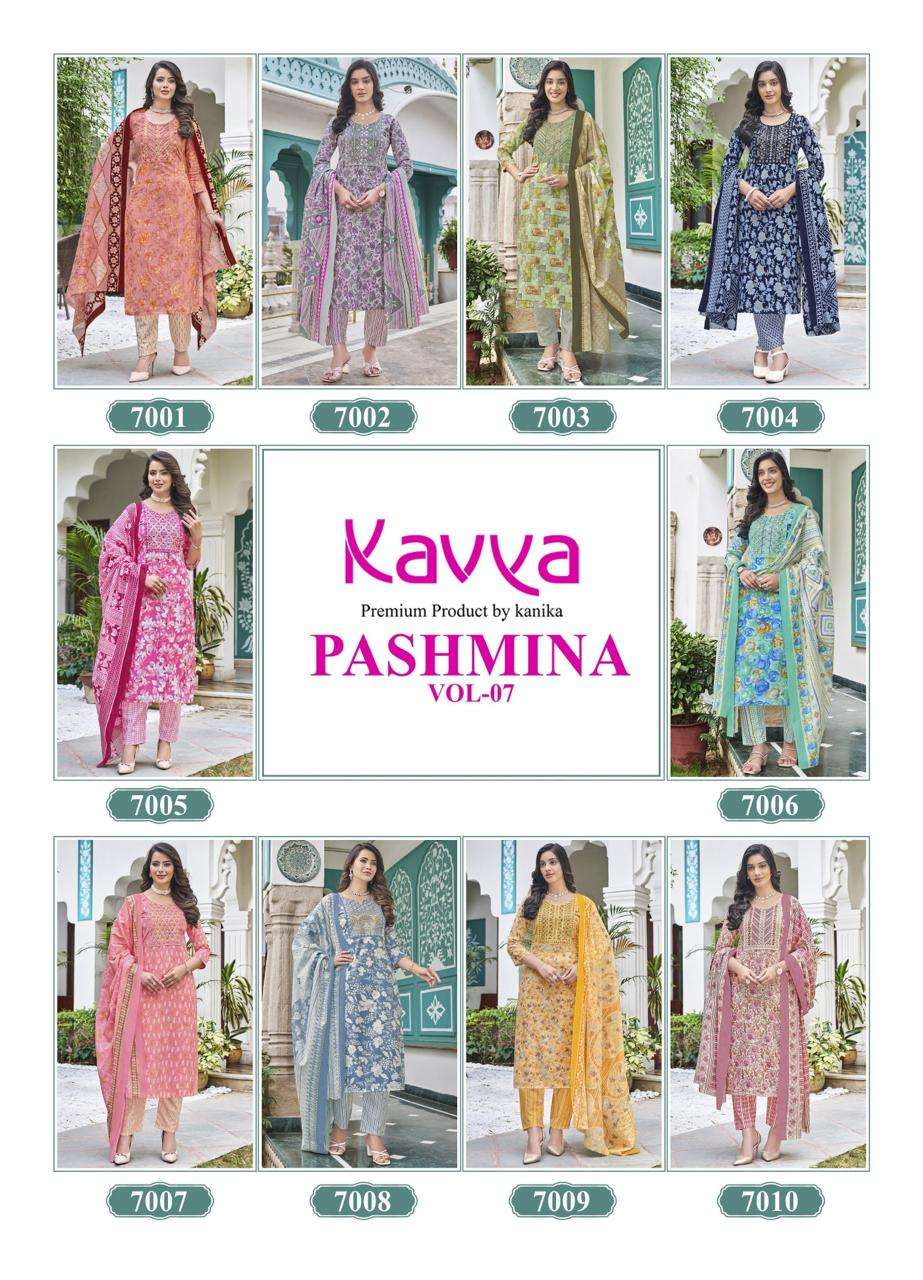 psyna kavya pashmina vol 7 elegant top bottom with dupatta size set