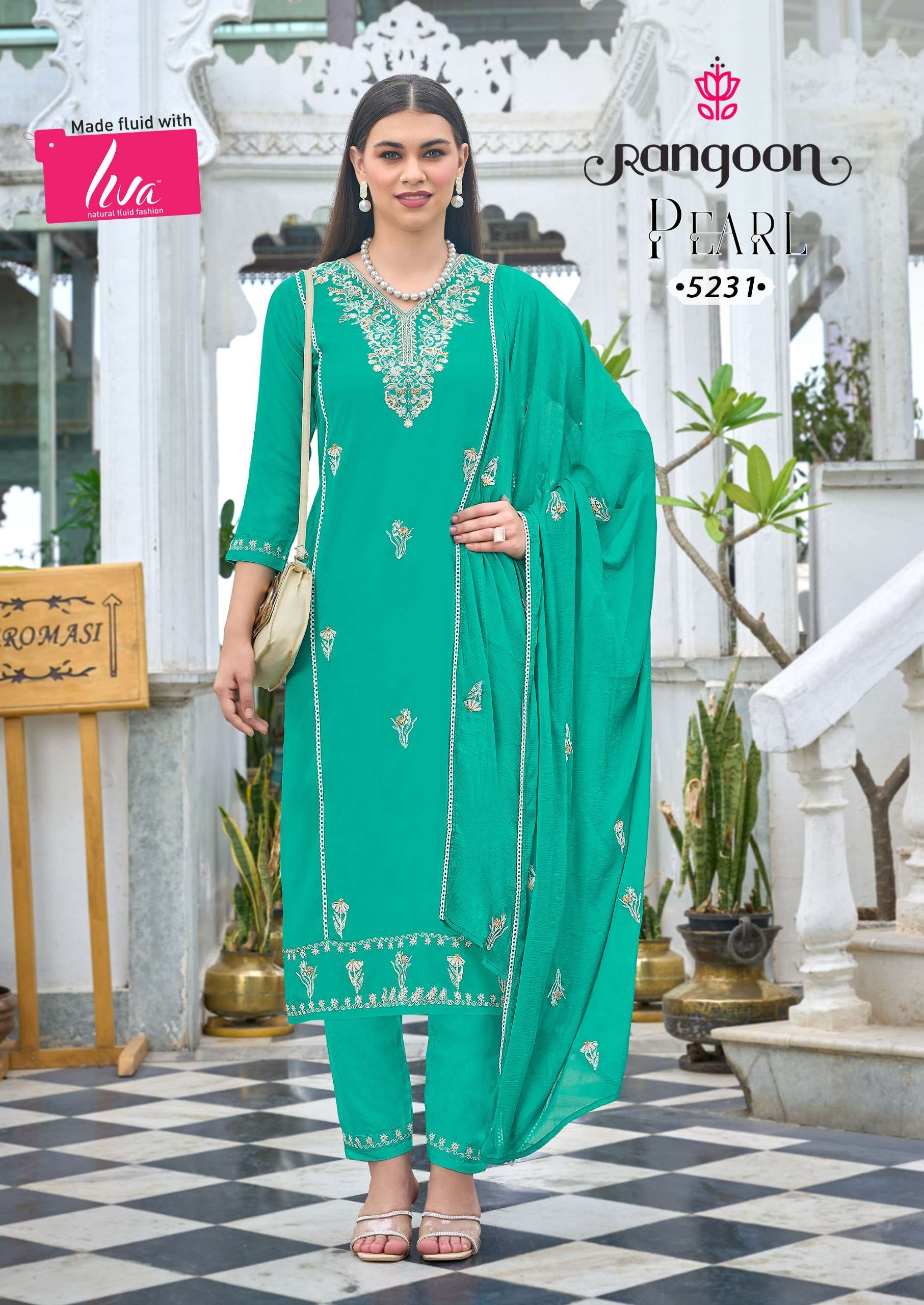 rangoon pearl viscose rayon decent look top bottom with dupatta catalog