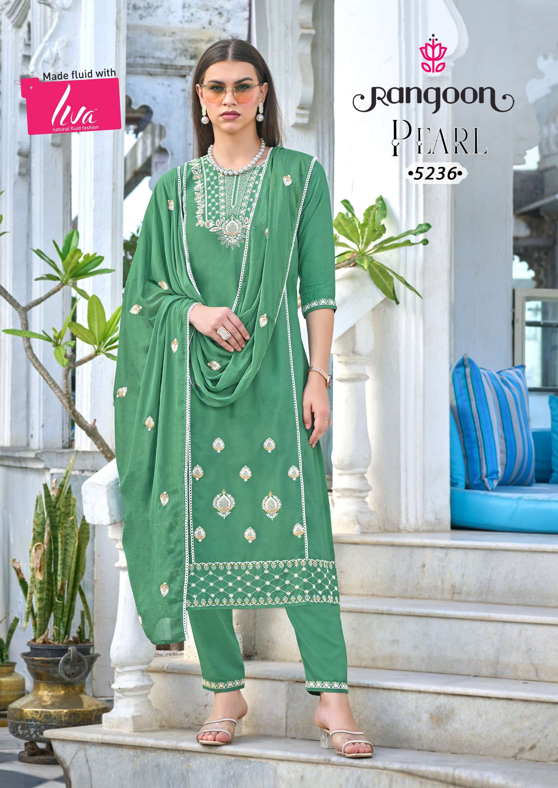 rangoon pearl viscose rayon decent look top bottom with dupatta catalog