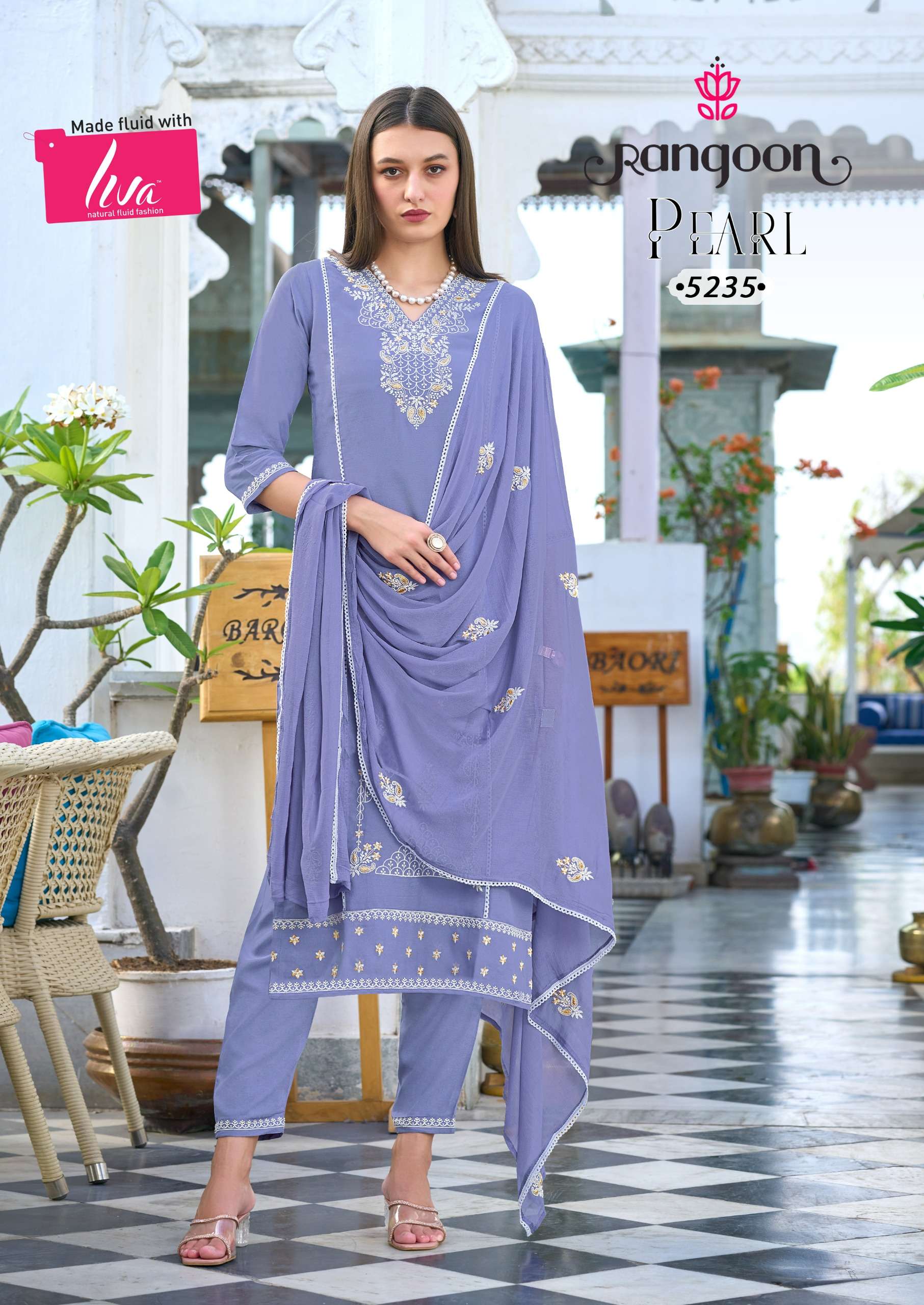 rangoon pearl viscose rayon decent look top bottom with dupatta catalog