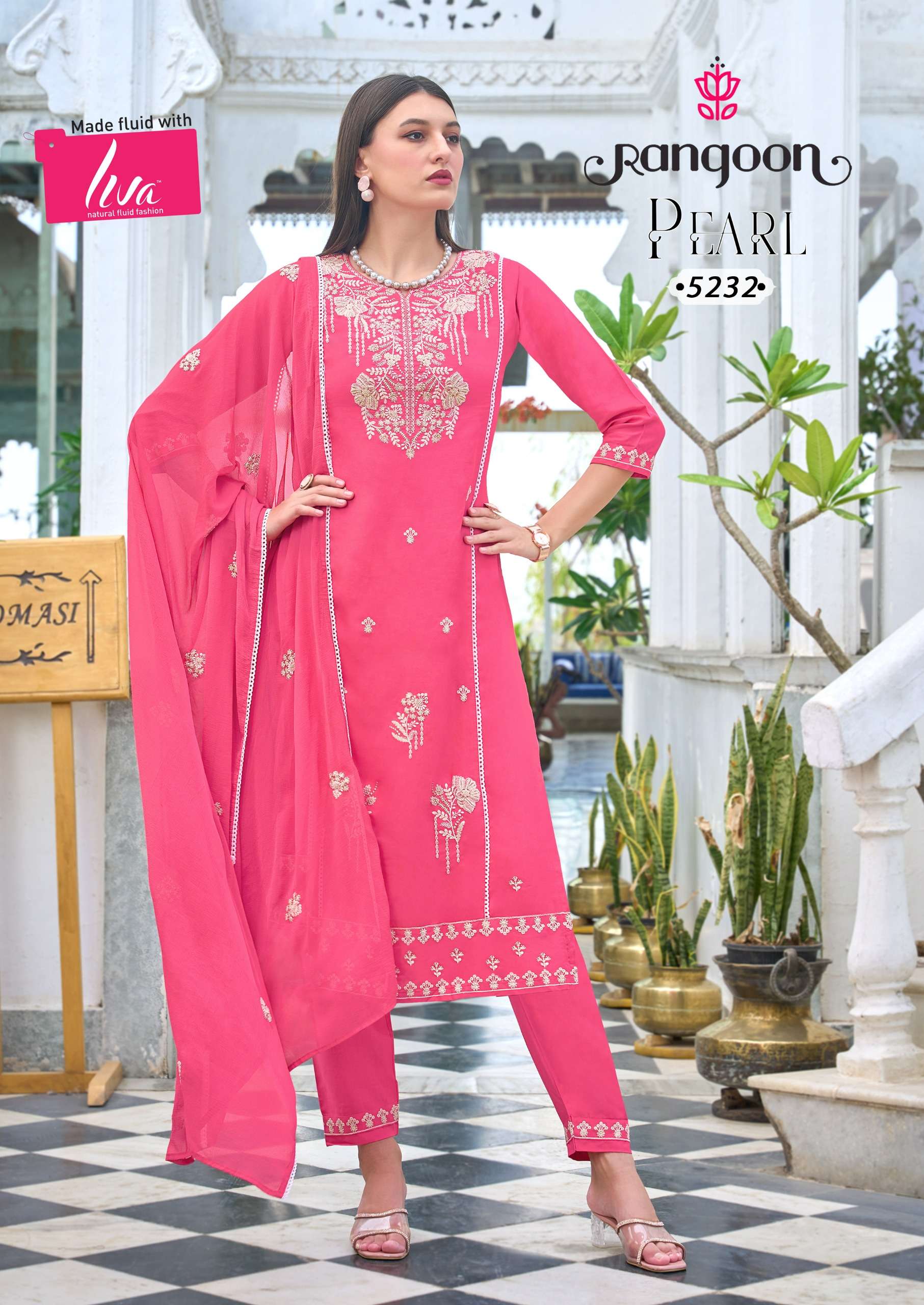 rangoon pearl viscose rayon decent look top bottom with dupatta catalog