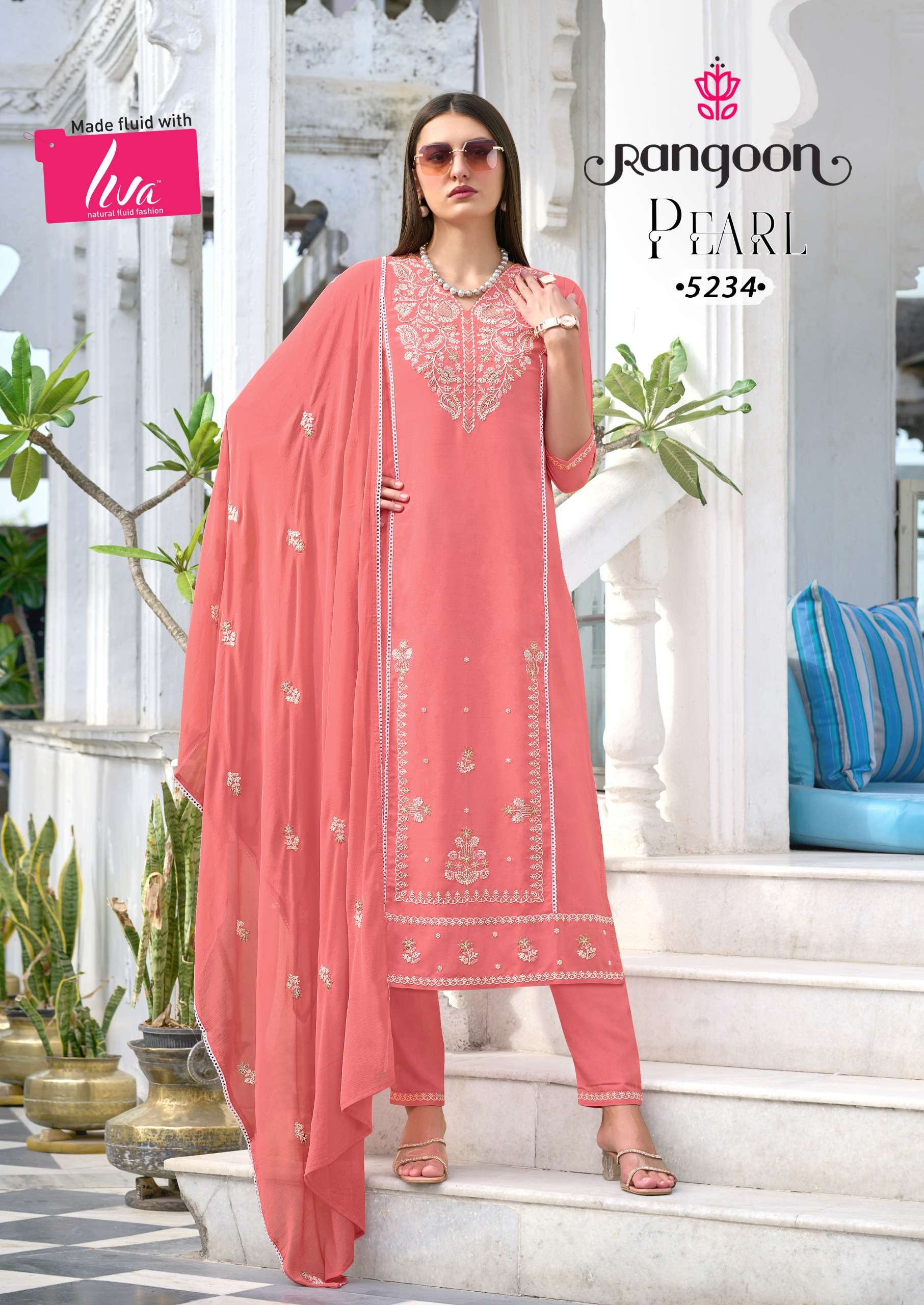 rangoon pearl viscose rayon decent look top bottom with dupatta catalog