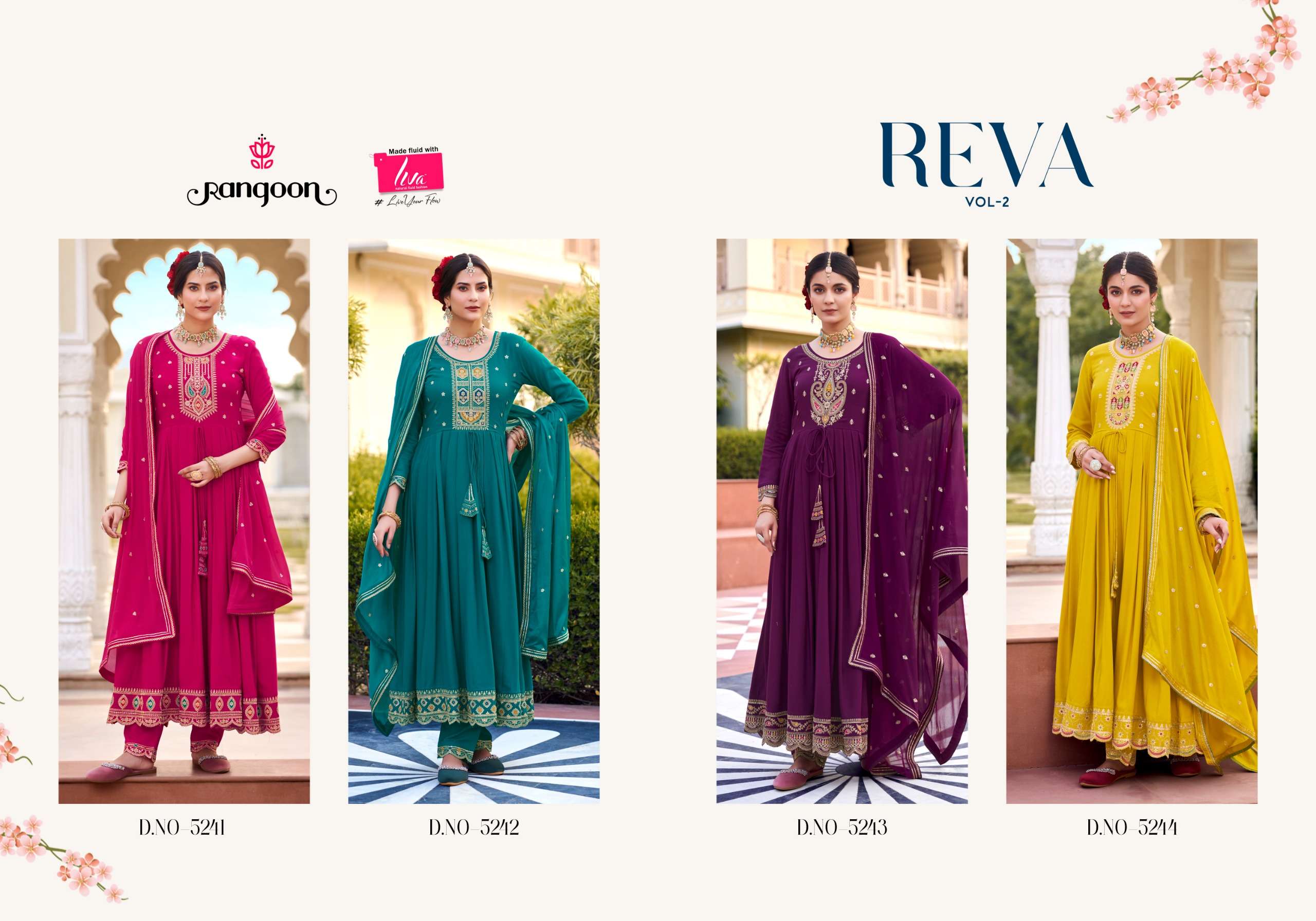 rangoon reva vol 2 rayon greceful look top bottom with bduaptta catalog 