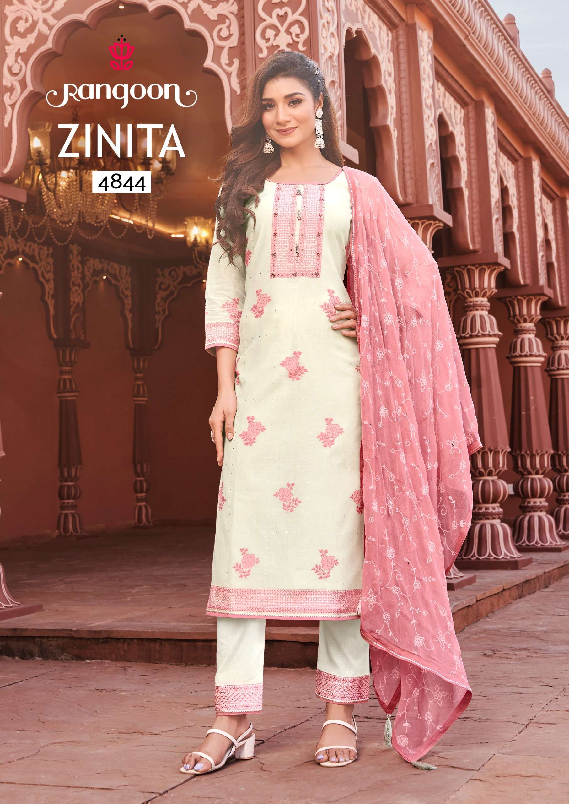 rangoon zinita cotton new and modern look top bottom with dupatta catalog