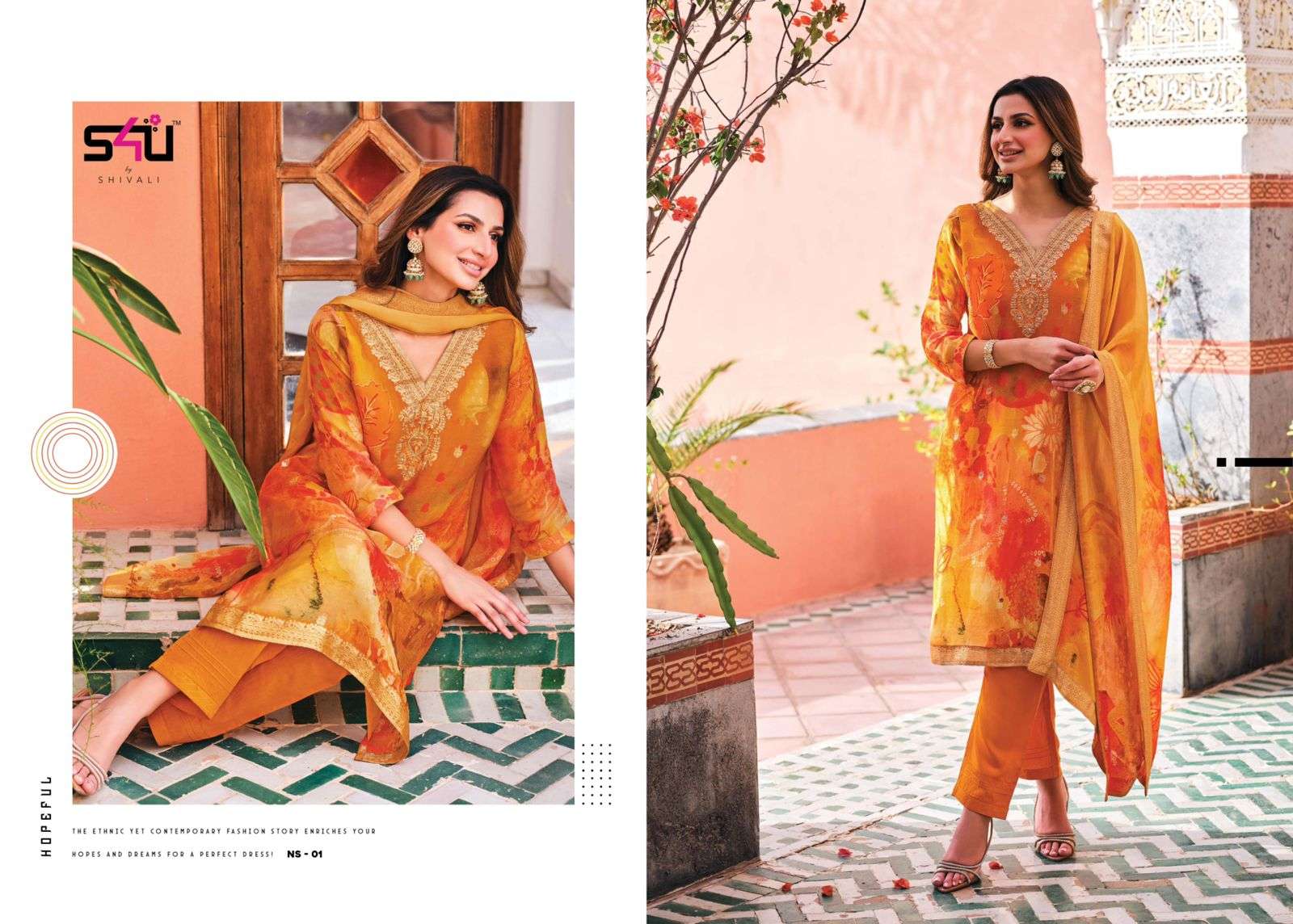 s4u nusrat organza new and modern look top bottom catalog