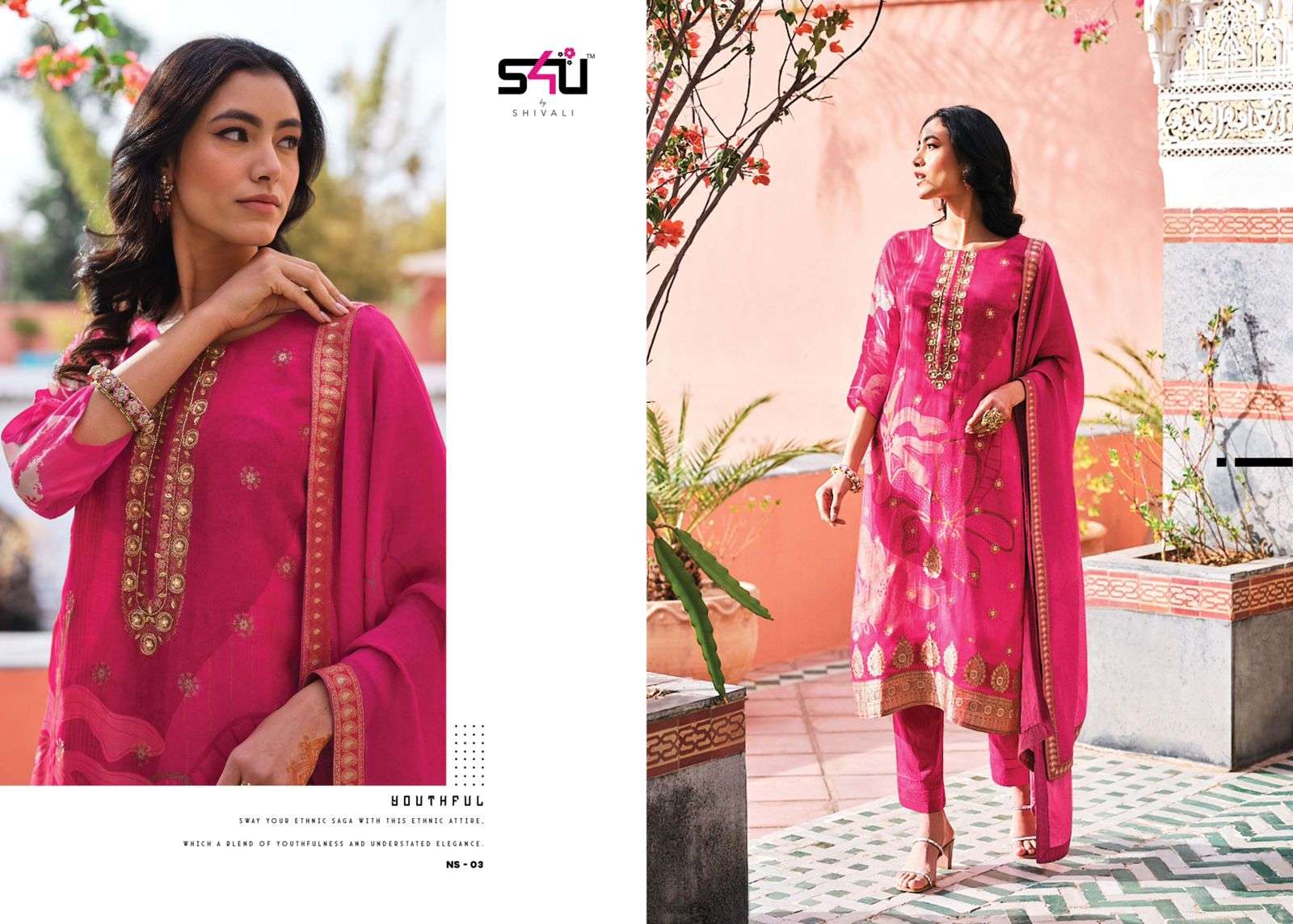 s4u nusrat organza new and modern look top bottom catalog