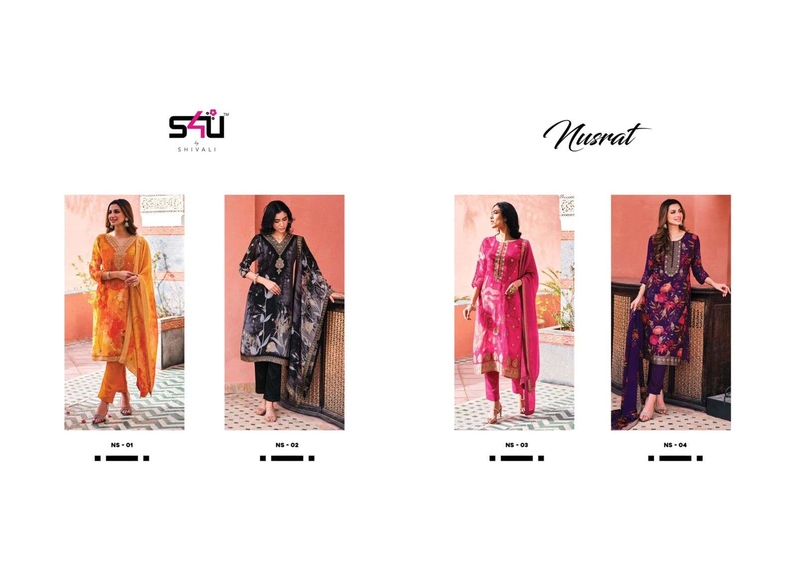 s4u nusrat organza new and modern look top bottom catalog