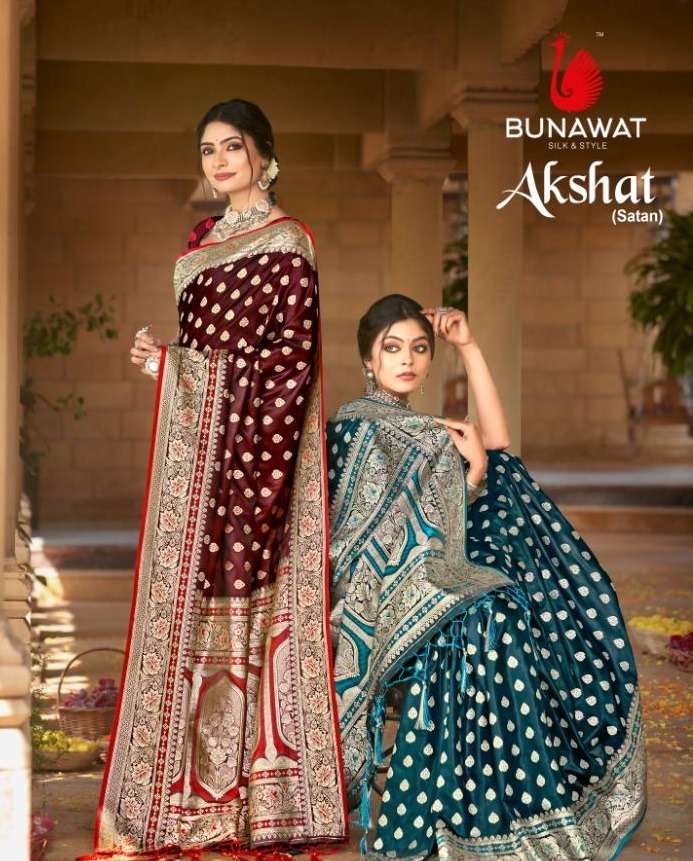 sangam prints bunawat akshat satin regal look saree catalog