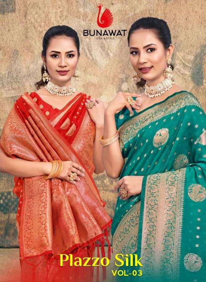 sangam prints bunawat plazzo silk vol 03 silk festive look saree catalog