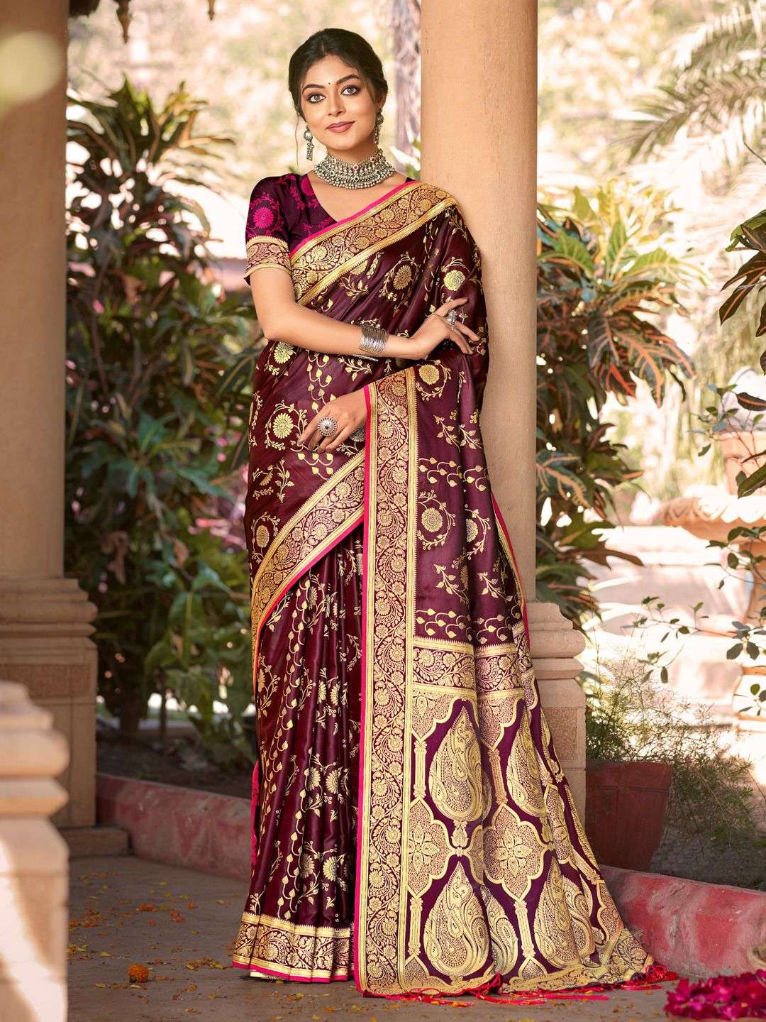 sangam prints bunawat tana bana satin silk exclusive look saree catalog