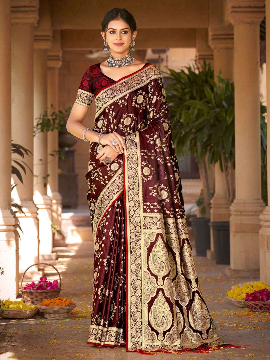 sangam prints bunawat tana bana satin silk exclusive look saree catalog