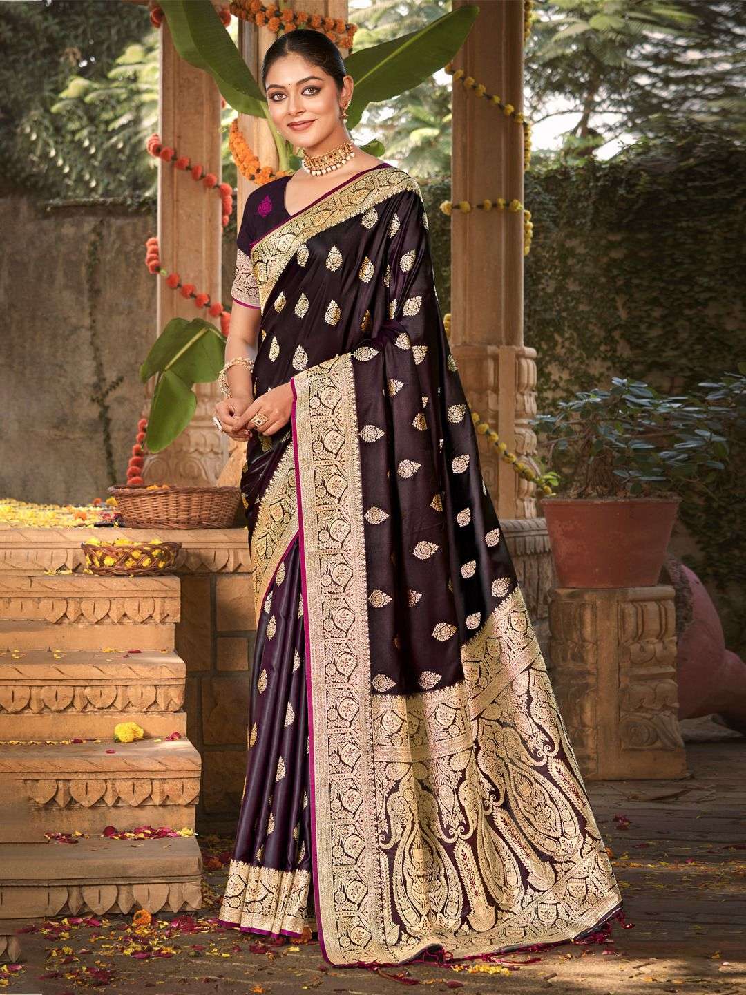 sangam prints bunawat taramani satin silk graceful look saree catalog