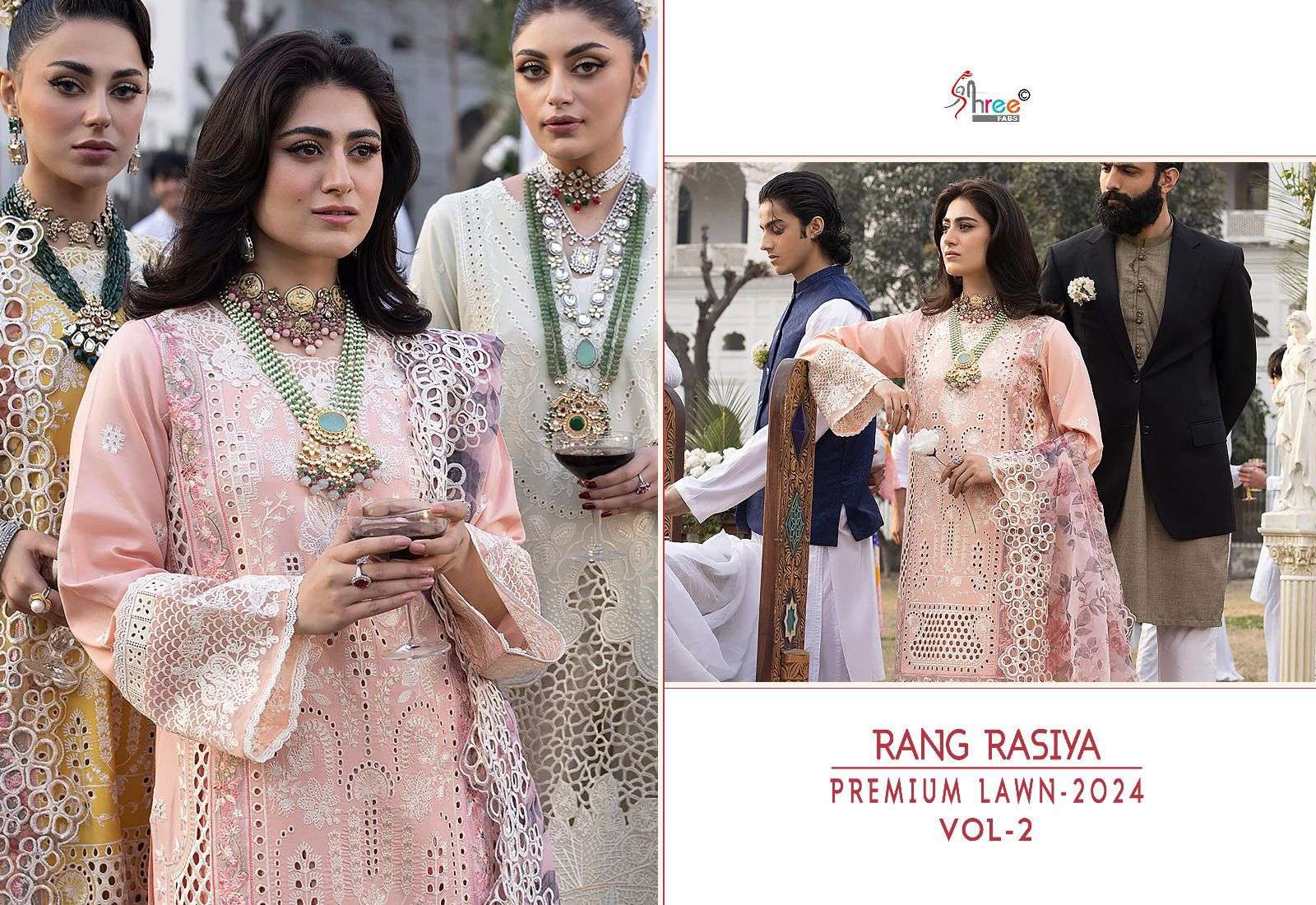 shree fab rang rasiya premium lawn vol 2 exclusive look salwar suit with cotton dupatta catalog