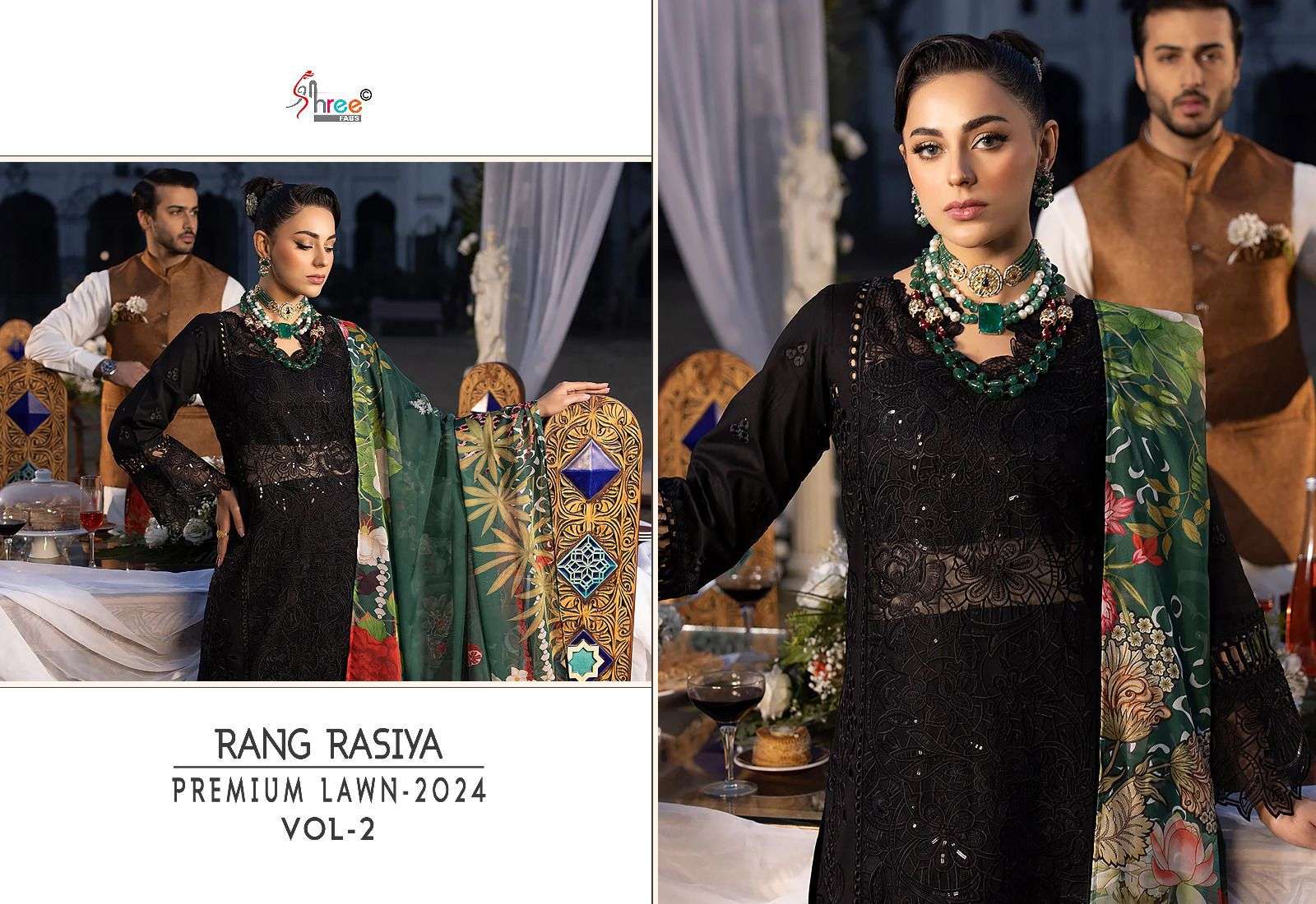 shree fab rang rasiya premium lawn vol 2 exclusive look salwar suit with cotton dupatta catalog