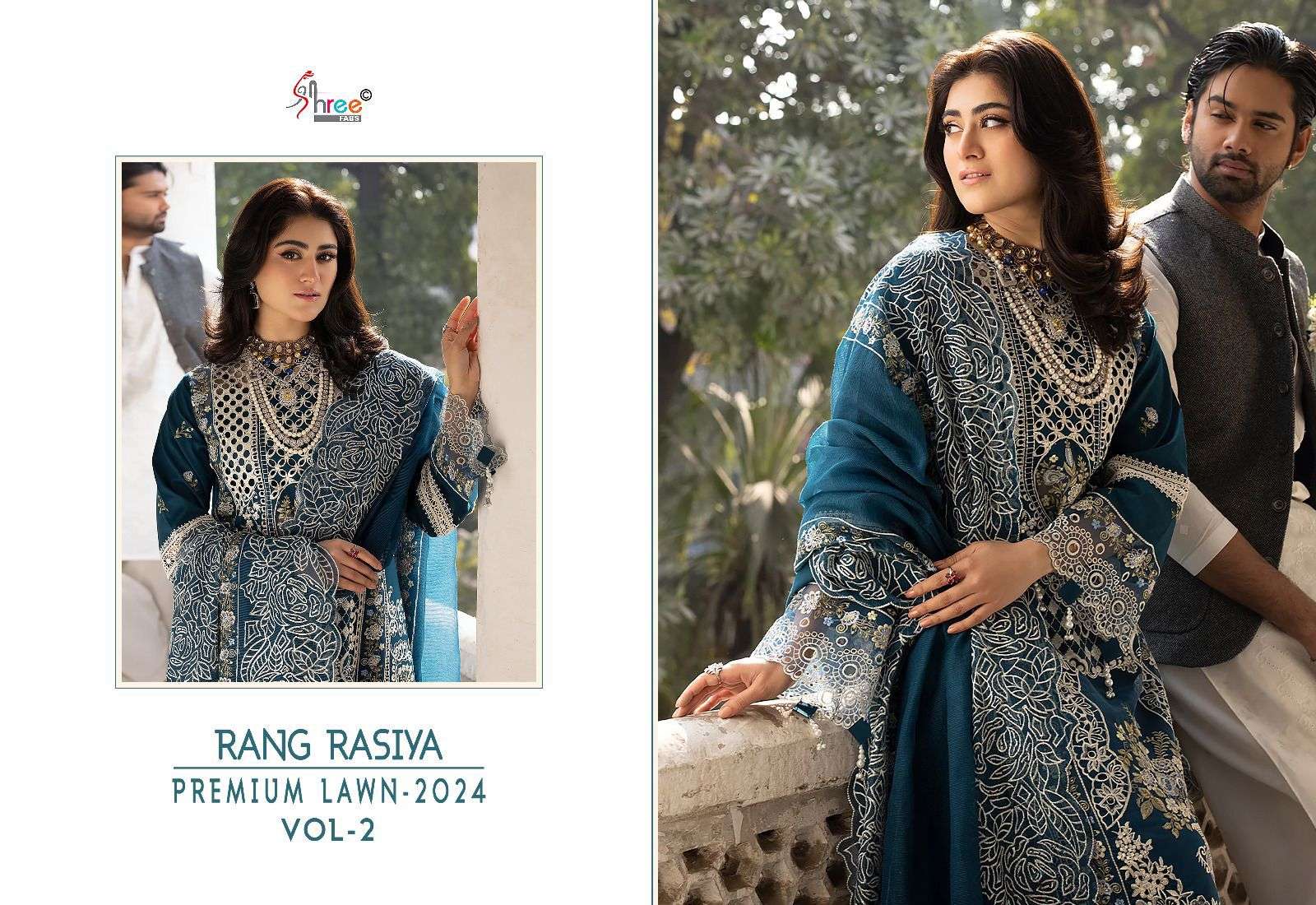 shree fab rang rasiya premium lawn vol 2 exclusive look salwar suit with cotton dupatta catalog