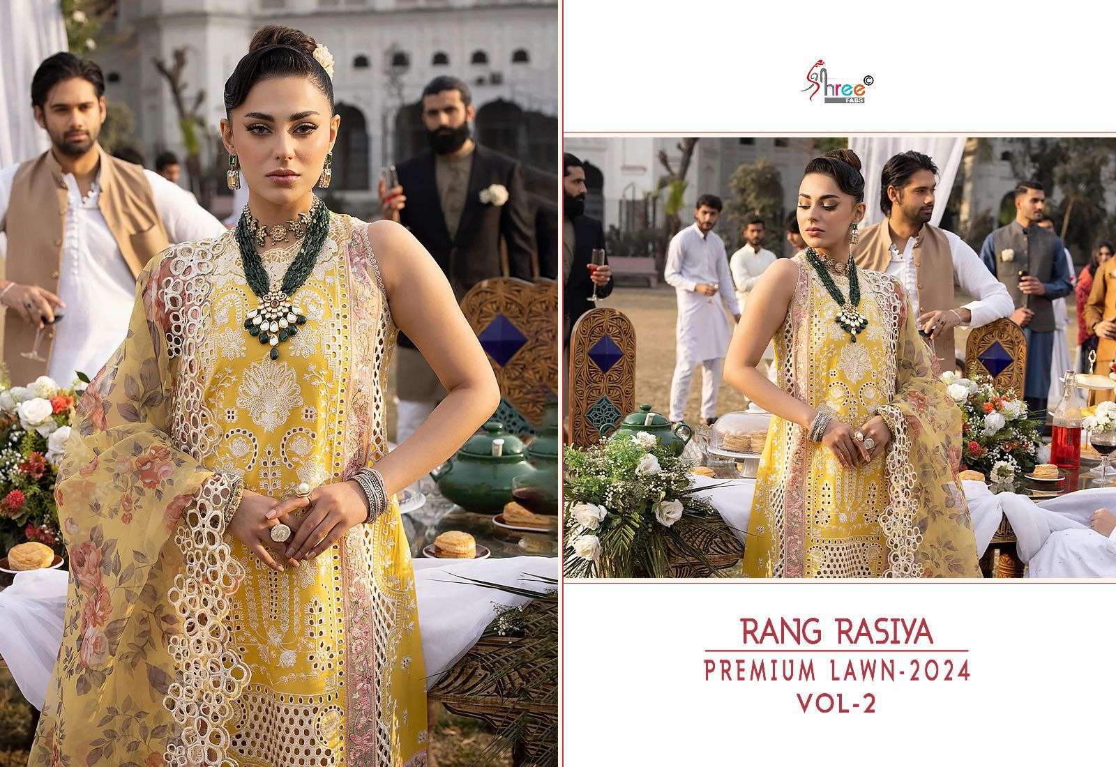 shree fab rang rasiya premium lawn vol 2 exclusive look salwar suit with cotton dupatta catalog