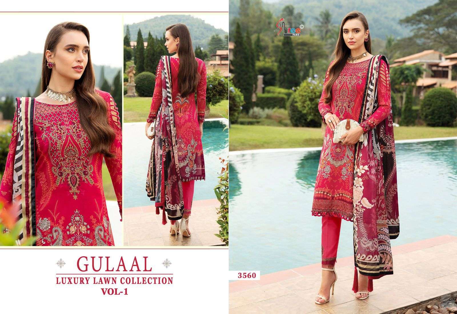 shree fabs gulaal luxury lawn collection vol 1 cotton  grace ful look salwar suit with siffon dupatta  catalog