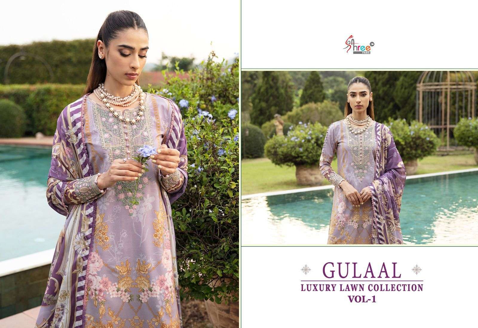 shree fabs gulaal luxury lawn collection vol 1 cotton  grace ful look salwar suit with siffon dupatta  catalog