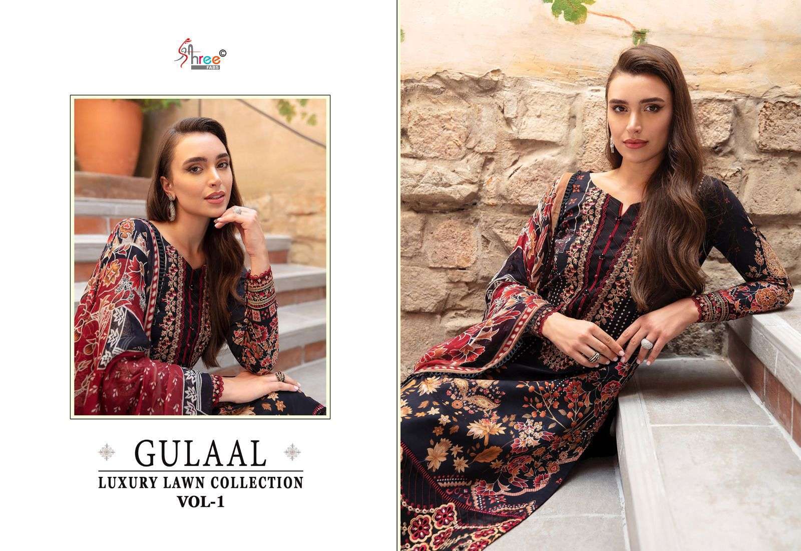 shree fabs gulaal luxury lawn collection vol 1 cotton  grace ful look salwar suit with siffon dupatta  catalog