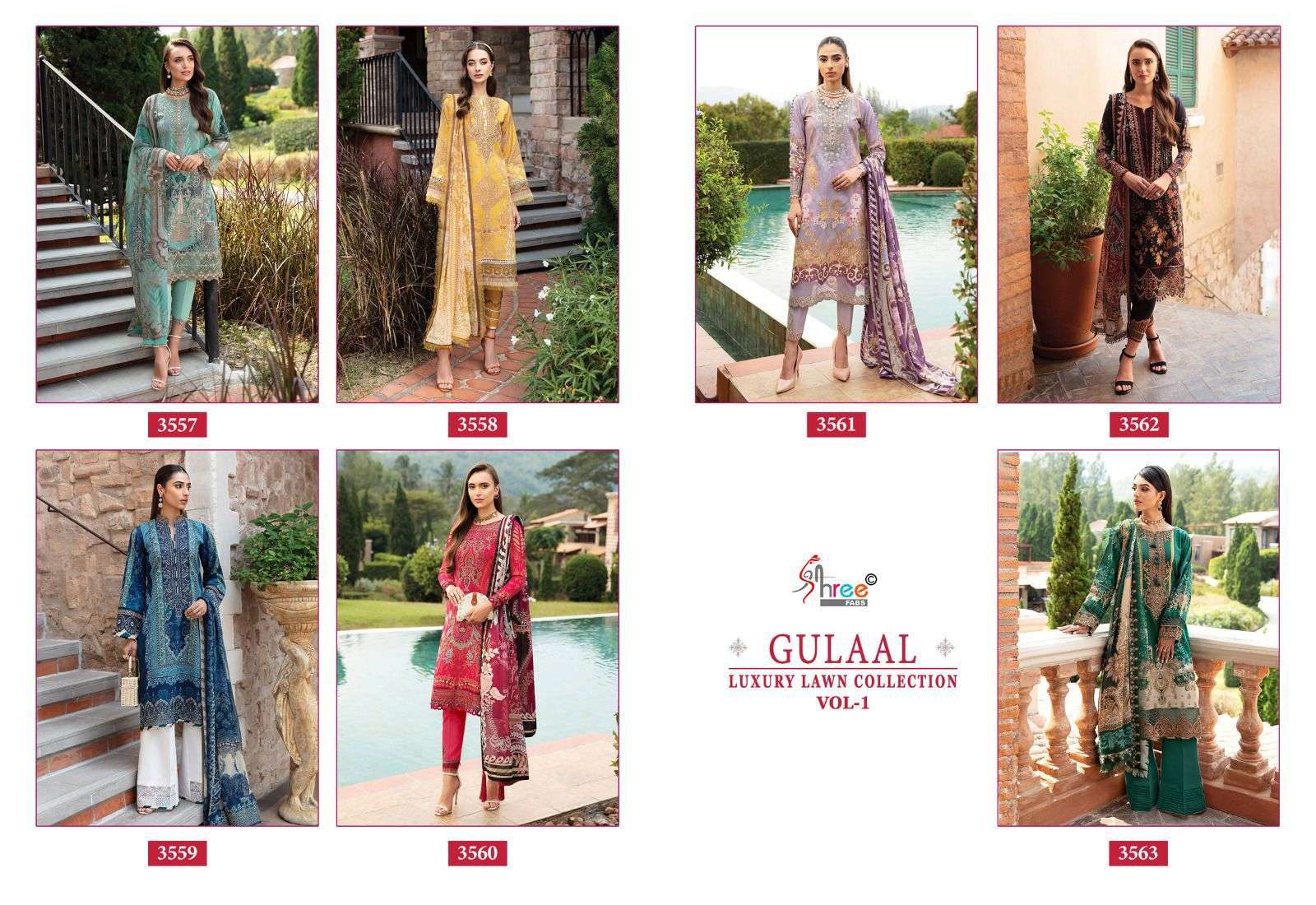 shree fabs gulaal luxury lawn collection vol 1 cotton  grace ful look salwar suit with siffon dupatta  catalog