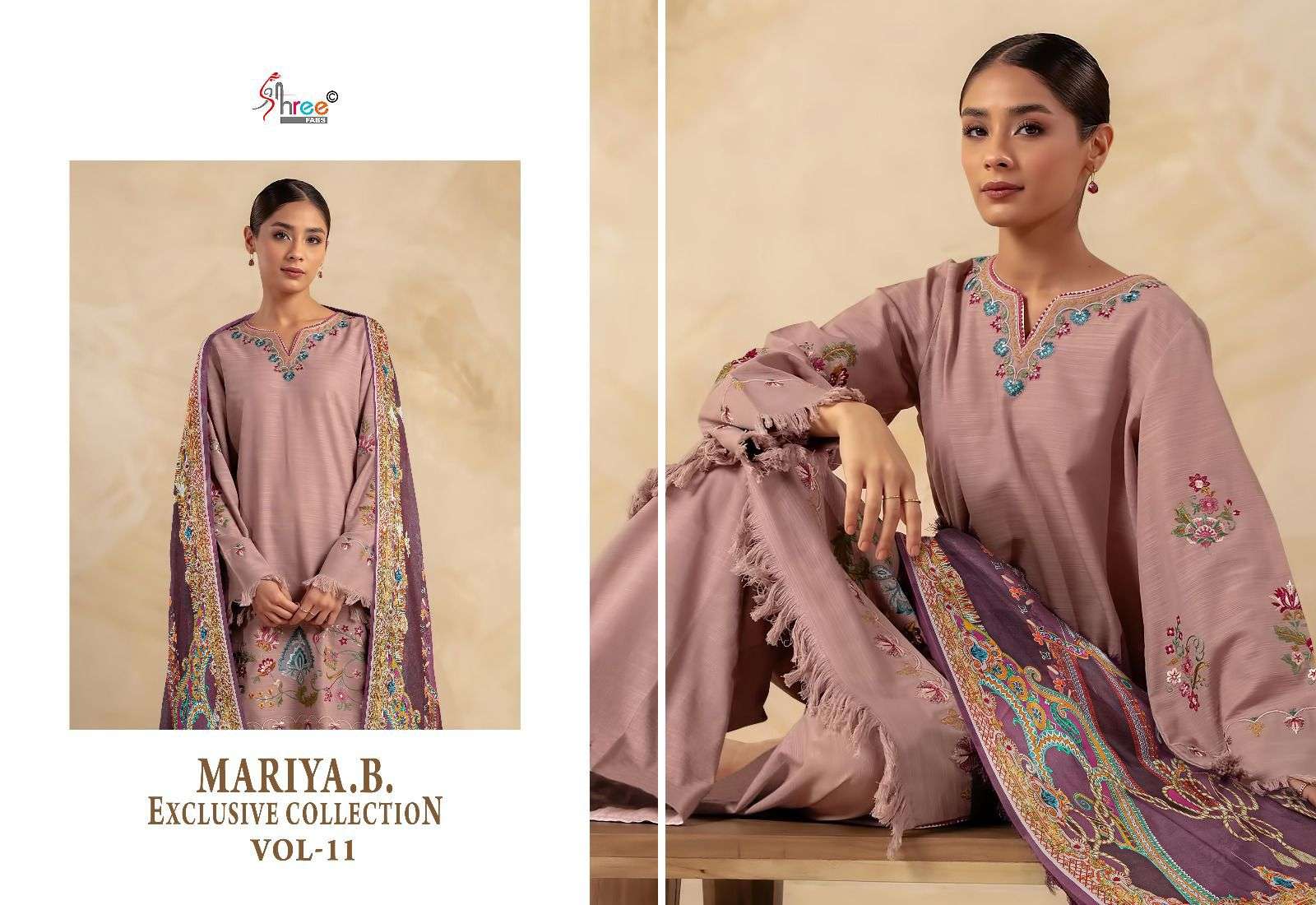 shree fabs mariab exclusive collection vol 11 reyon cotton decent embroidery look slawr suit with siffon duppata catalog