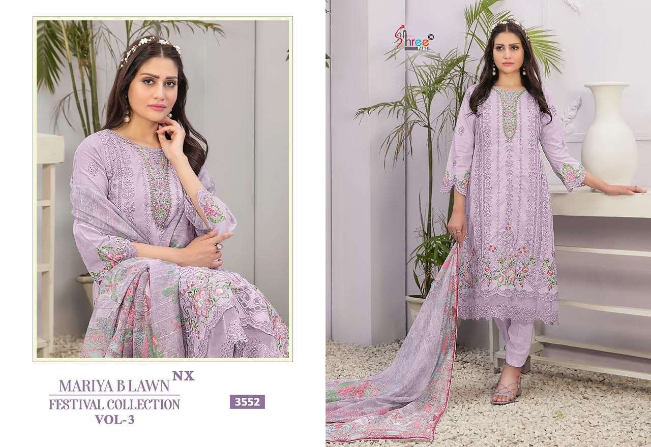 shree fabs mariya b lawn festival collection  vol 3 nx lawn cotton attractive look siffin dupatta  salwar suit catalog