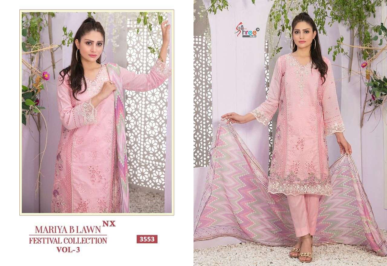 shree fabs mariya b lawn festival collection  vol 3 nx lawn cotton attractive look siffin dupatta  salwar suit catalog