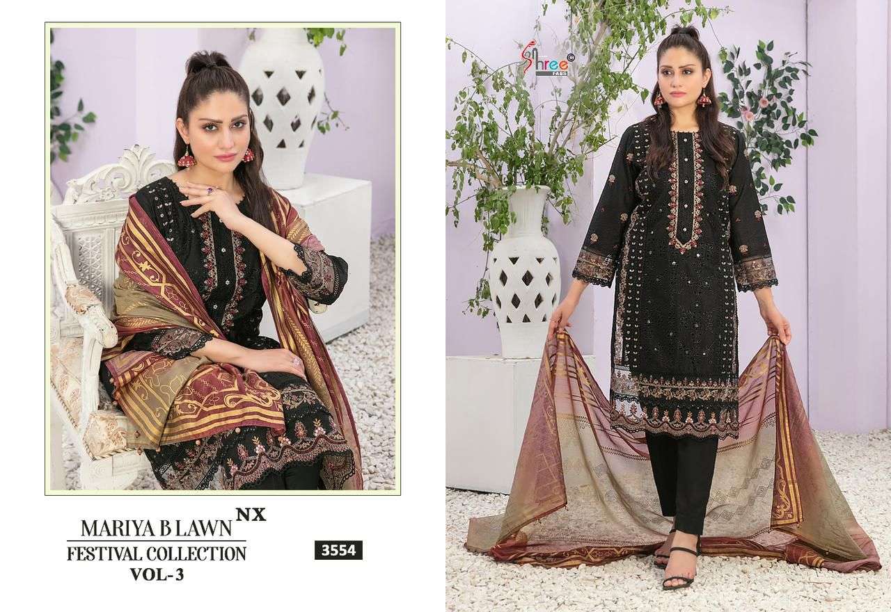 shree fabs mariya b lawn festival collection  vol 3 nx lawn cotton attractive look siffin dupatta  salwar suit catalog