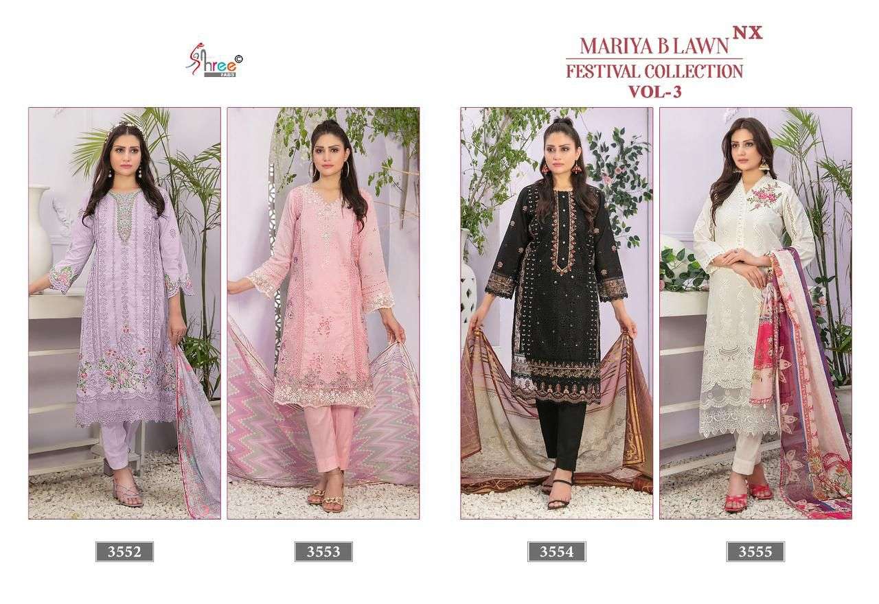 shree fabs mariya b lawn festival collection  vol 3 nx lawn cotton attractive look siffin dupatta  salwar suit catalog