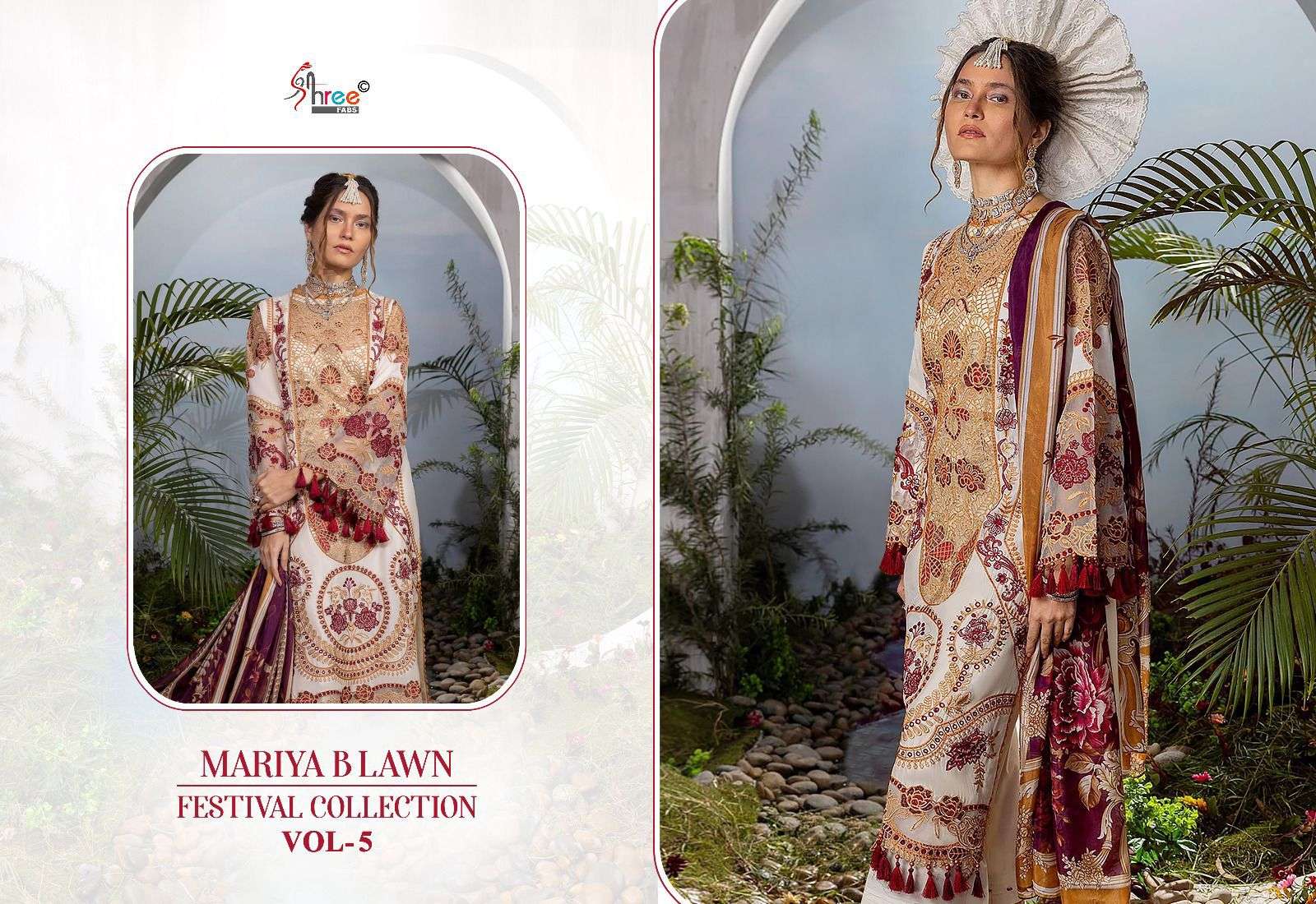 shree fabs mariya b lawn festival collection vol 5 lawn cotton attractive look siffon dupatta  salwar suit catalog