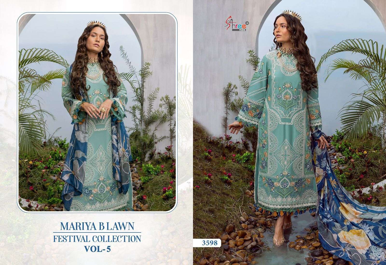 shree fabs mariya b lawn festival collection vol 5 lawn cotton attractive look siffon dupatta  salwar suit catalog