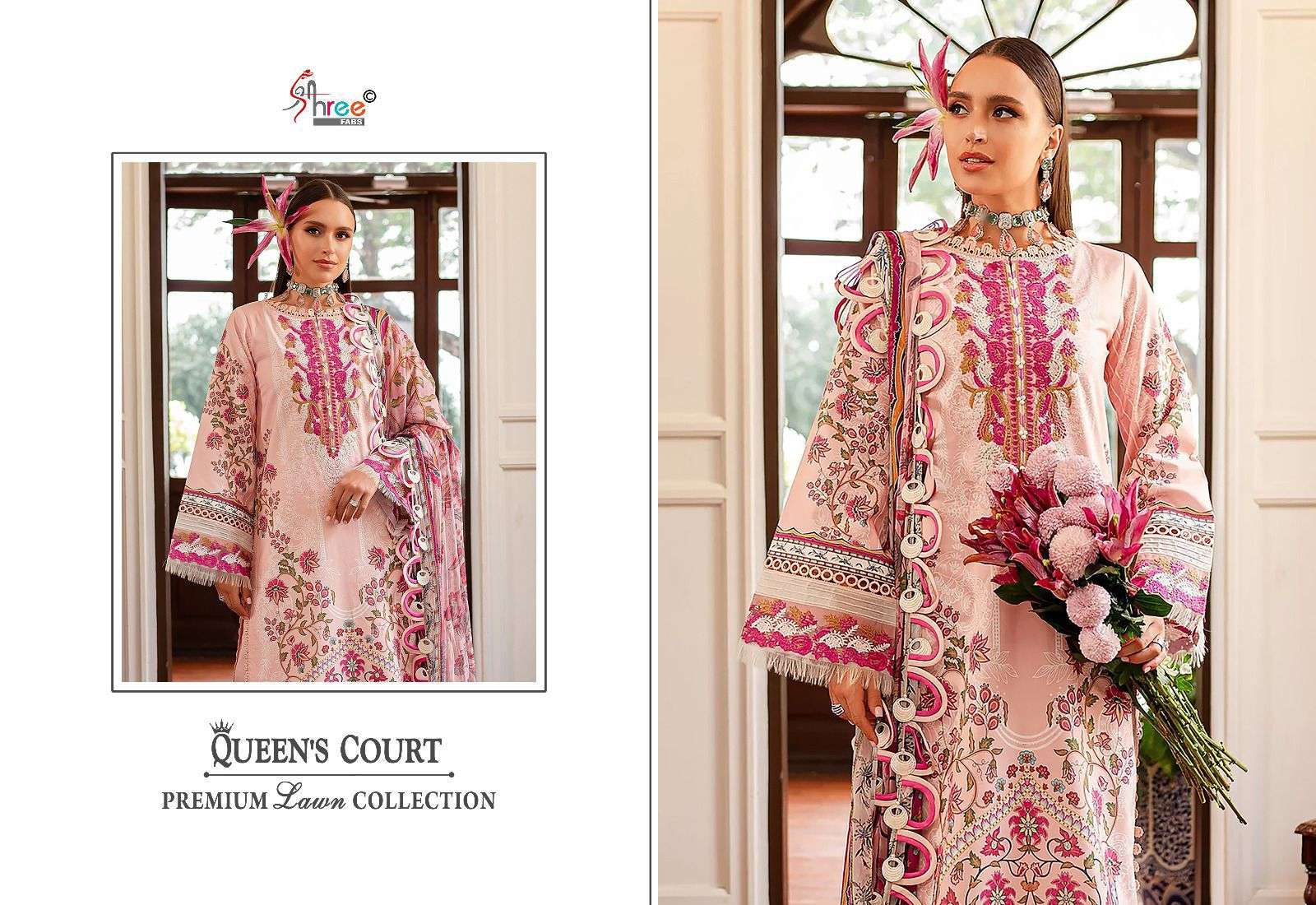 shree fabs queens court premium lawn collection cotton exclusive print  salwar sut with siffon dupatta catalog