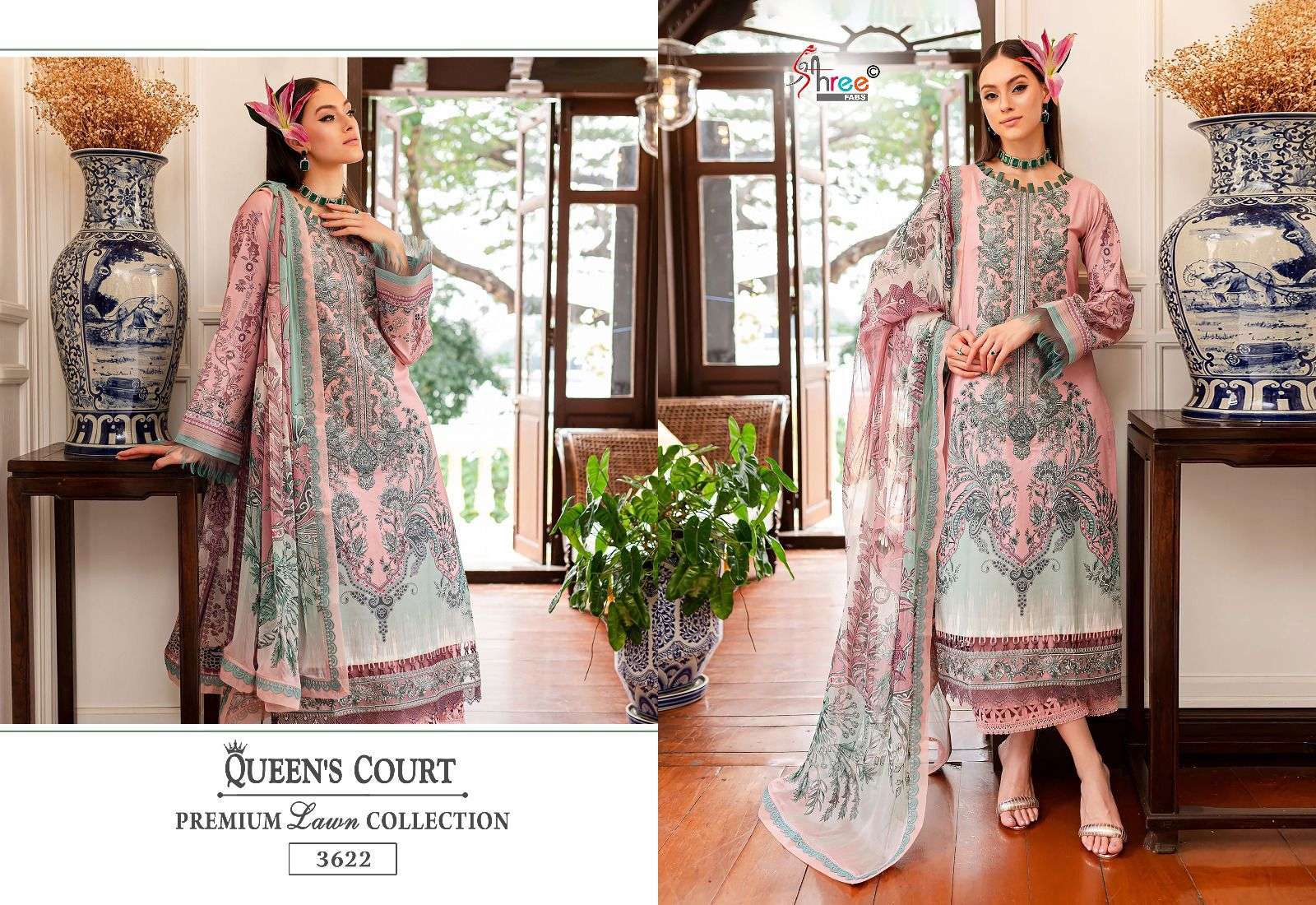 shree fabs queens court premium lawn collection cotton festive look salwar sut with cotton dupatta catalog