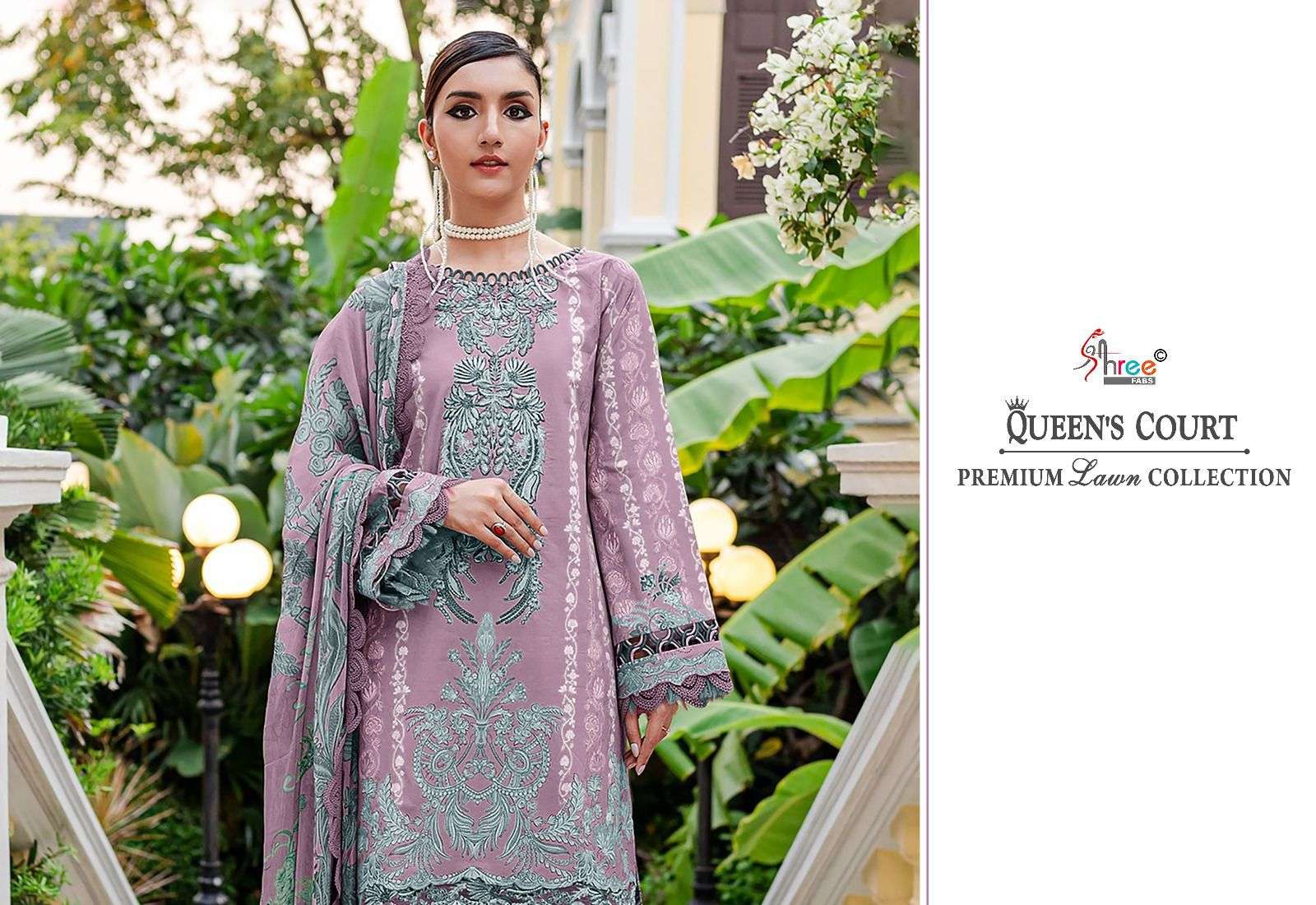 shree fabs queens court premium lawn collection cotton festive look salwar sut with cotton dupatta catalog