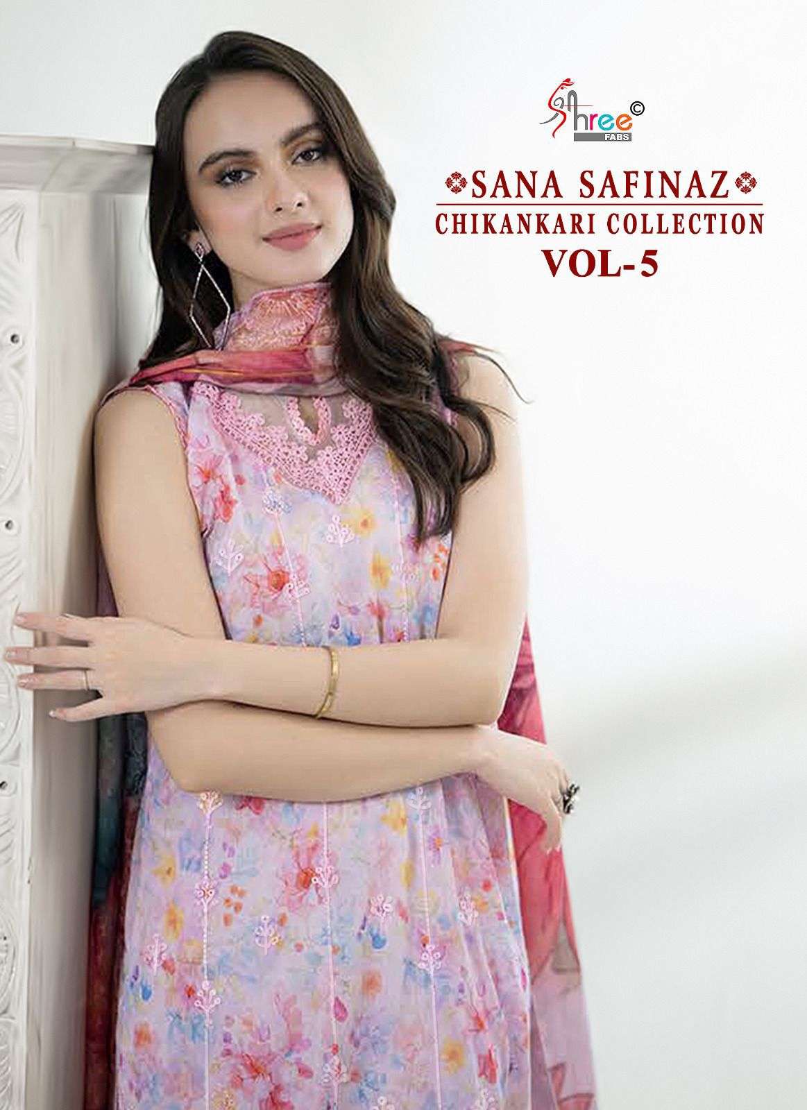 shree fabs sana safinaz chikankari collection vol 05 cotton catchy look salwar suit with cotton dupatta catalog