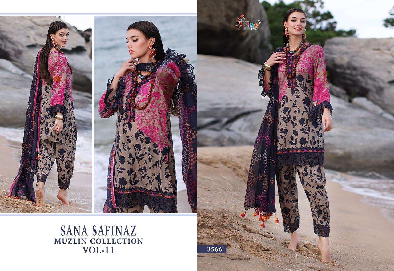 shree fabs sana safinaz muzlin collection vol 11 cotton elegant salwar suit with ciffon dupatt catalog