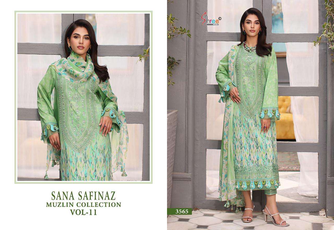 shree fabs sana safinaz muzlin collection vol 11 cotton festive look salwar suit with cotton dupatt catalog