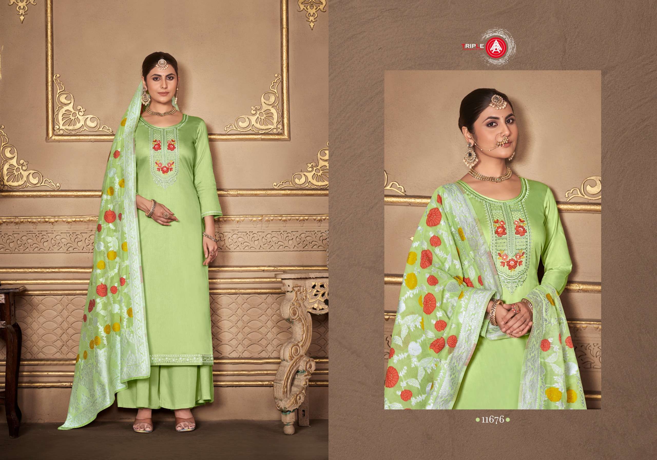 triple aaa aas edition 6 jam silk decent look salwar suit catalog