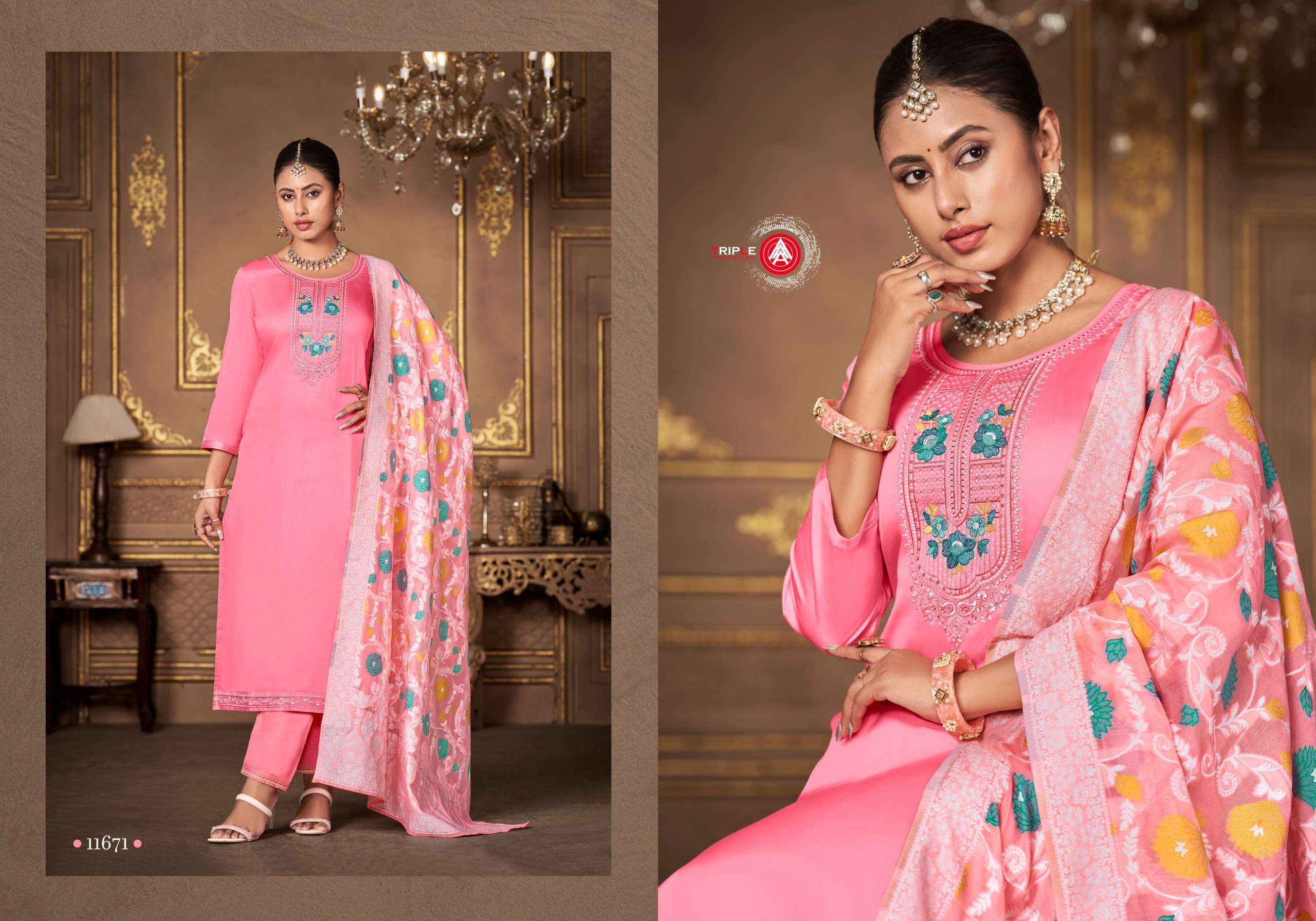 triple aaa aas edition 6 jam silk decent look salwar suit catalog