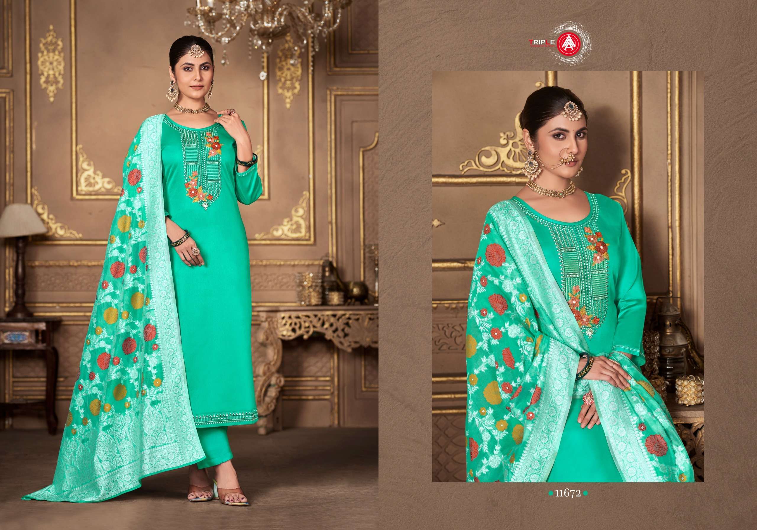 triple aaa aas edition 6 jam silk decent look salwar suit catalog