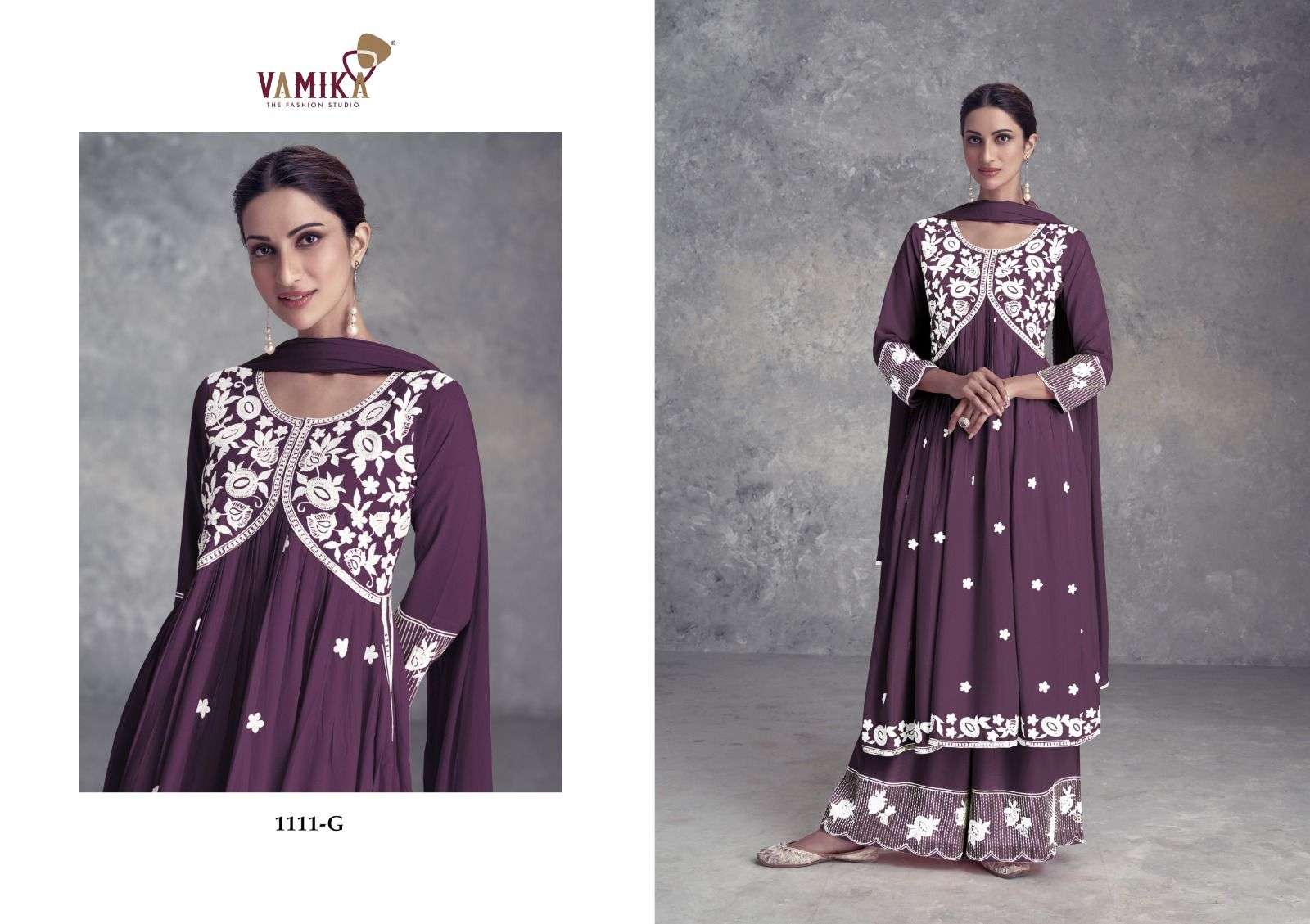 vamika tm aadhira vol 9 dark d no 1111 f to 1111 j rayon viscose decent look top bottom with dupatta catalog