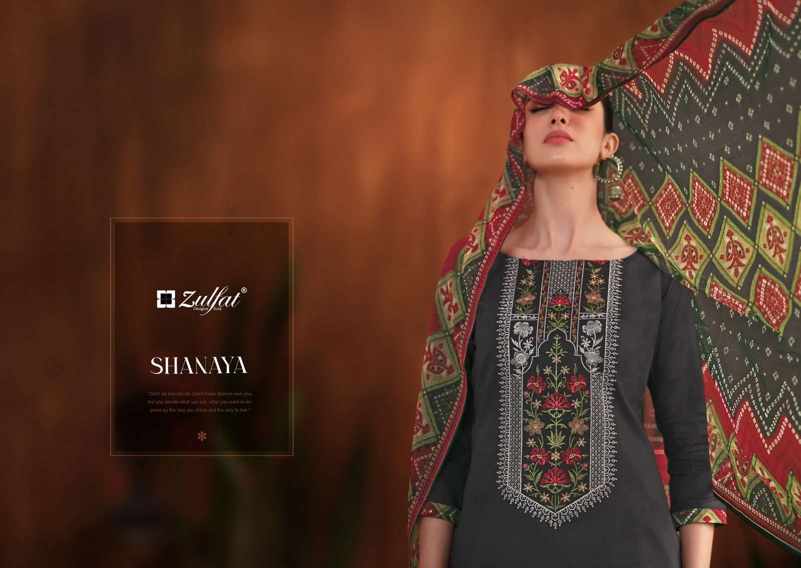 zulfat designer suits shanaya jam cotton exclusive look salwar suit catalog