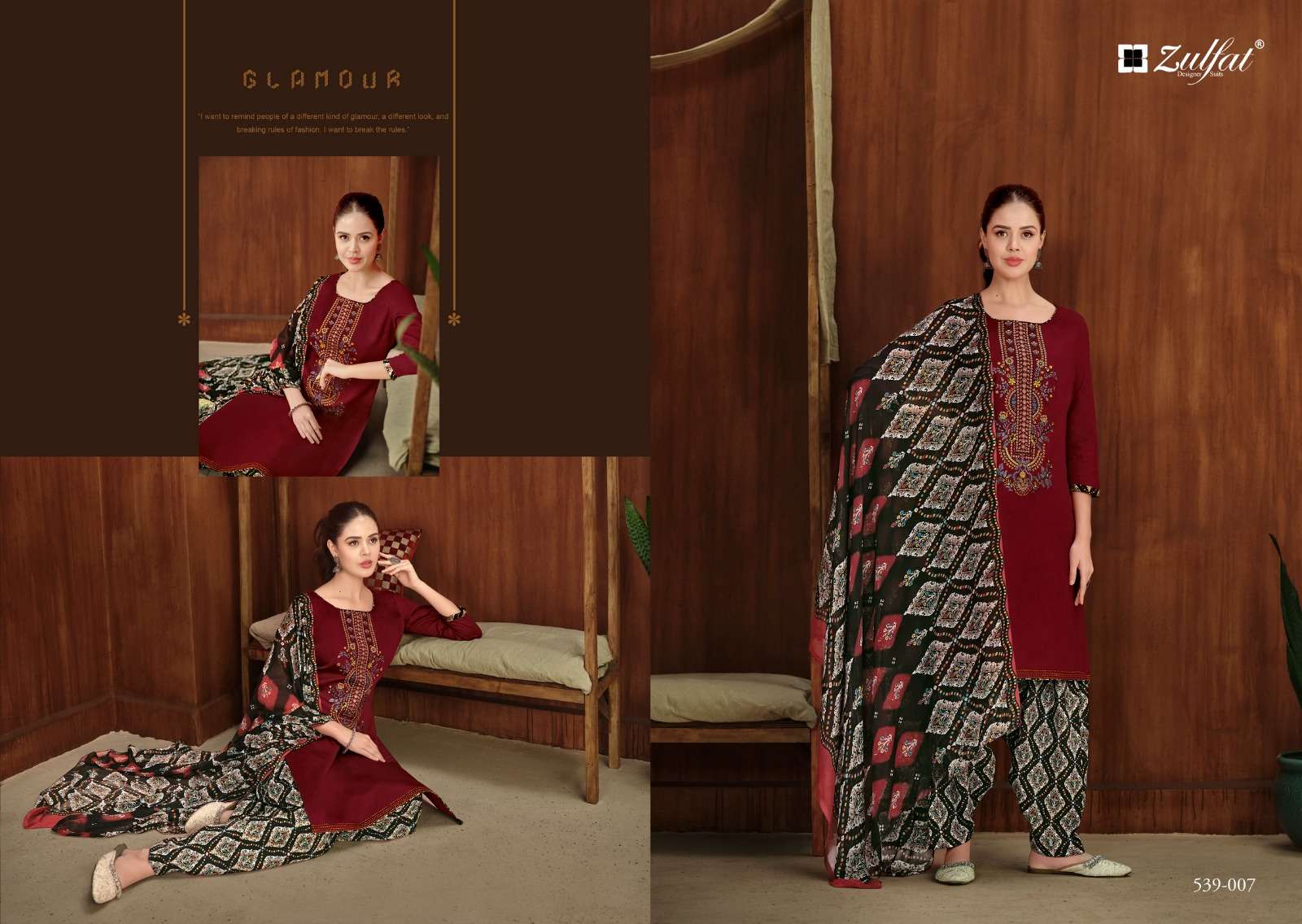 zulfat designer suits shanaya jam cotton exclusive look salwar suit catalog