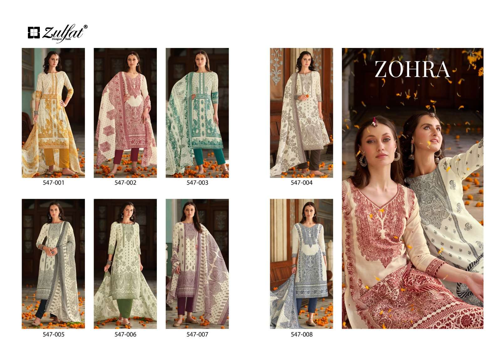 zulfat designer suits zohra cotton exclusive look salwar suit catalog