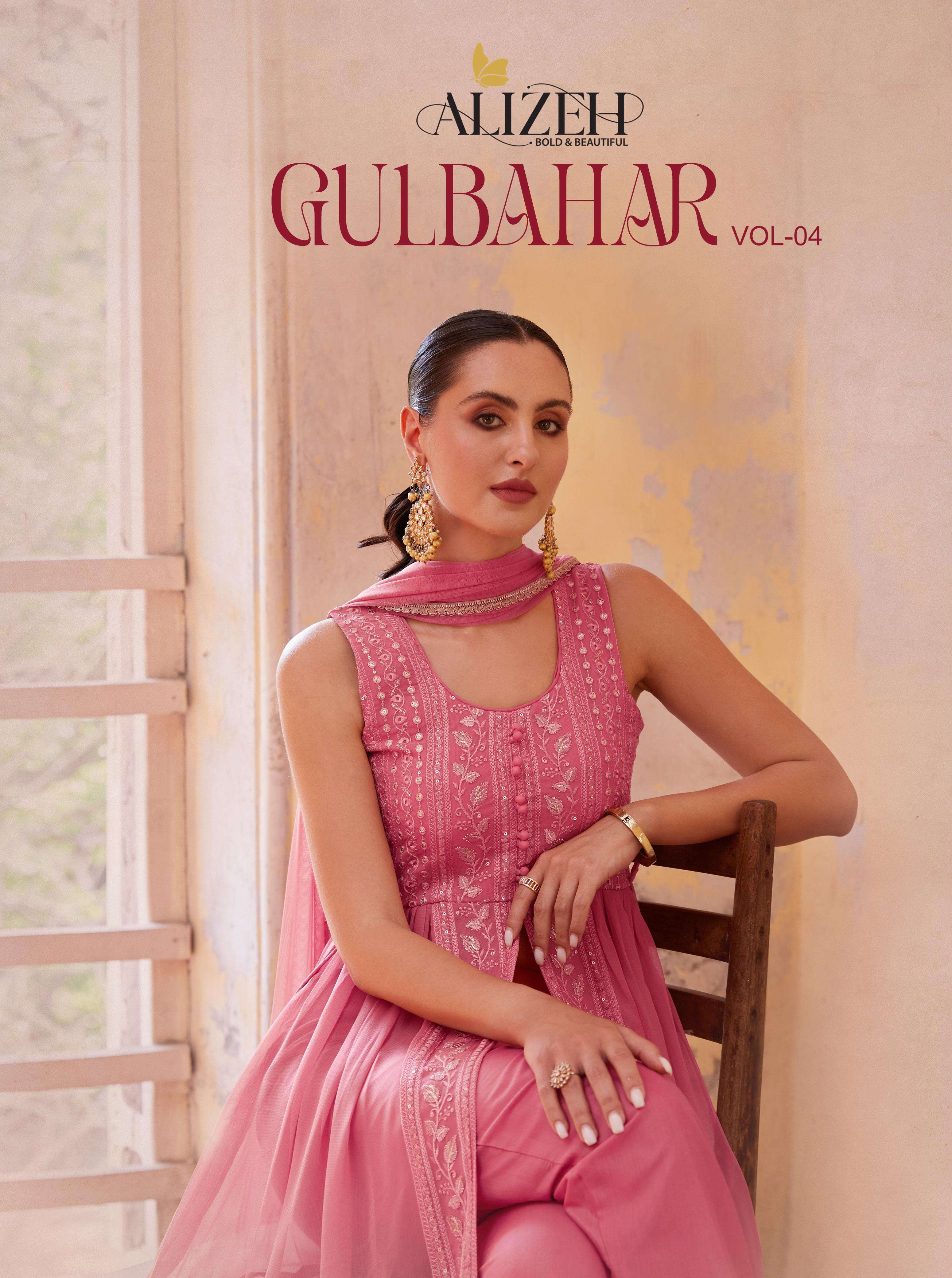 alizeh gulbahar 4 georgette festive look top bottom with dupatta catalog 